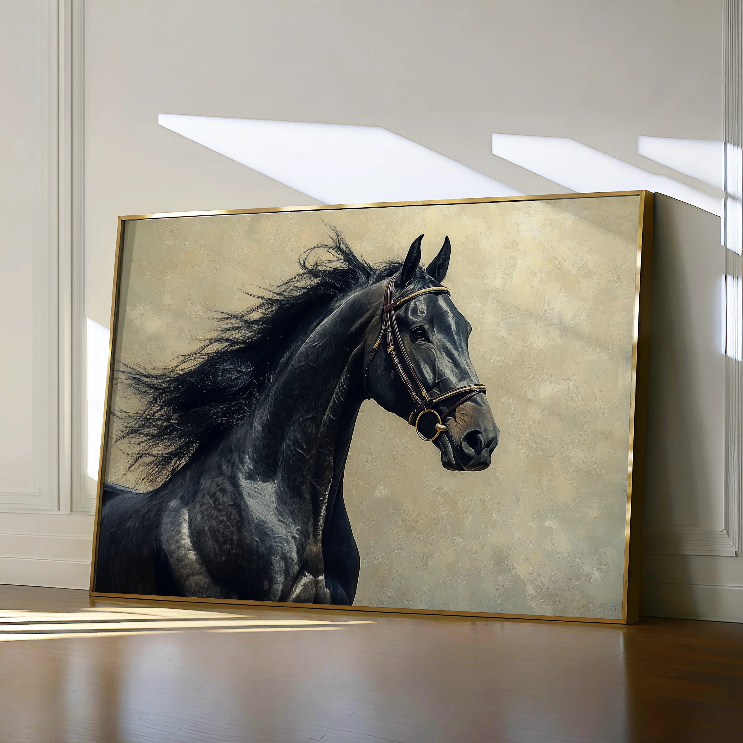 Horses 225 Canvas Art 18" x 24" / 45 x 60 cm / Black