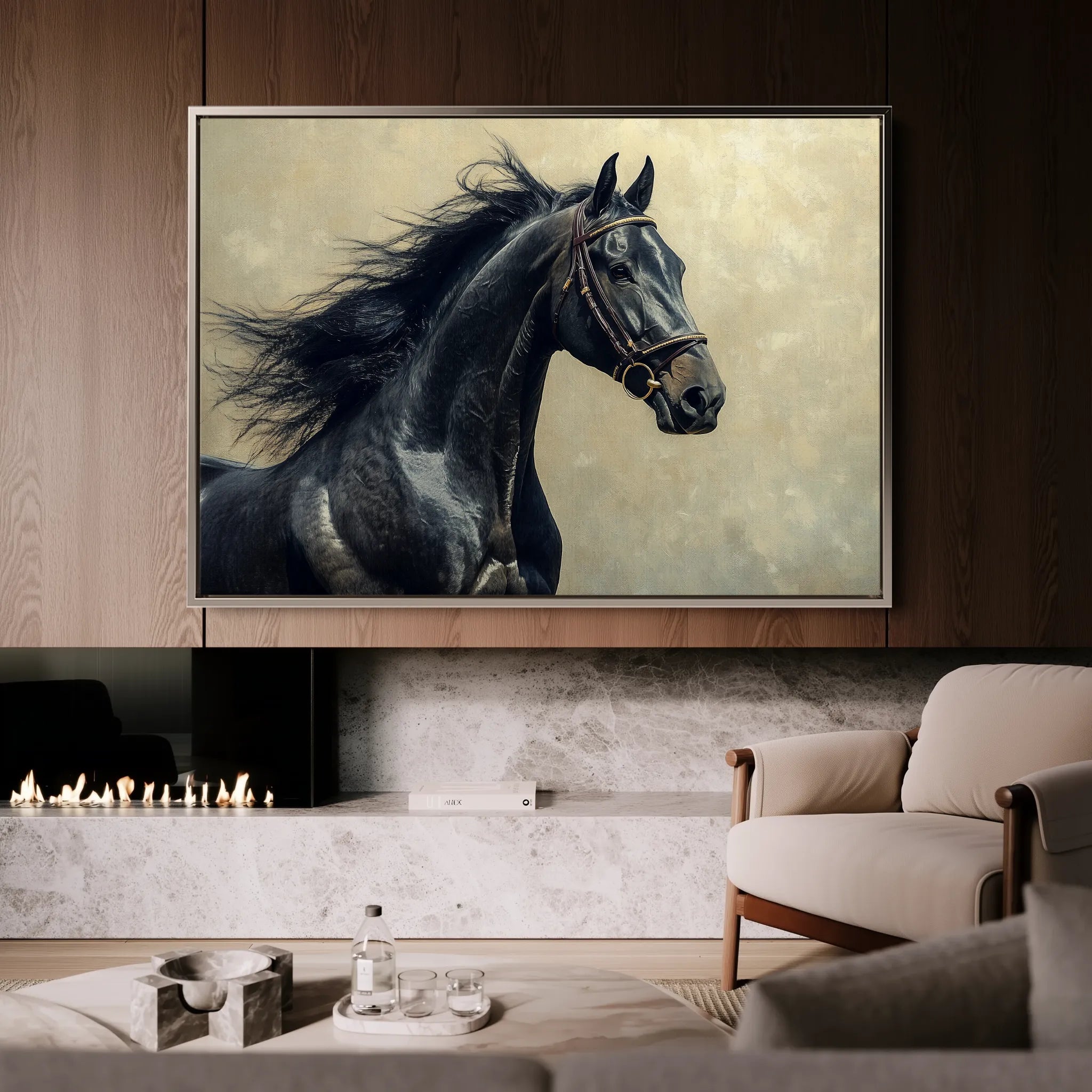 Horses 225 Canvas Art 18" x 24" / 45 x 60 cm / Black