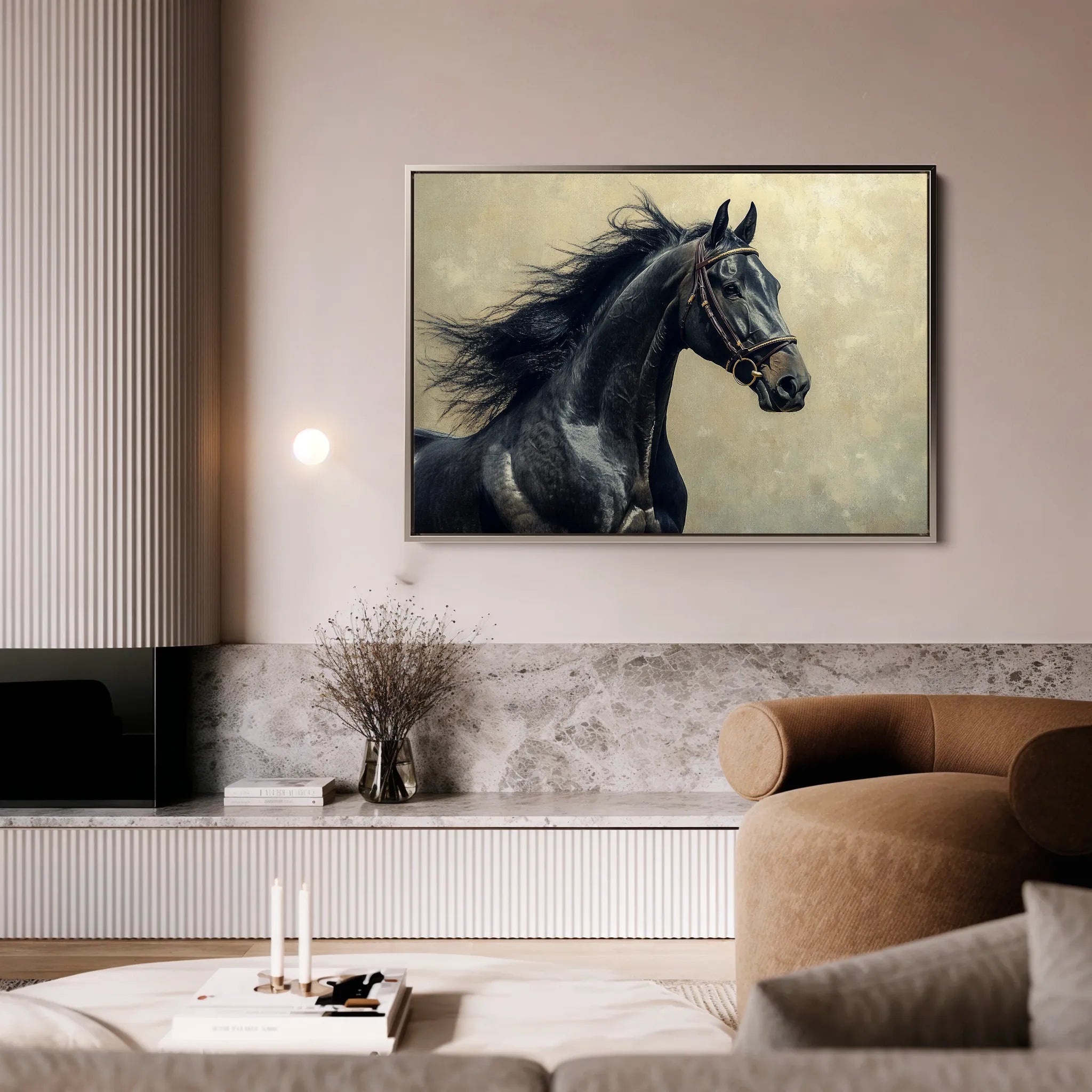 Horses 225 Canvas Art 18" x 24" / 45 x 60 cm / Black