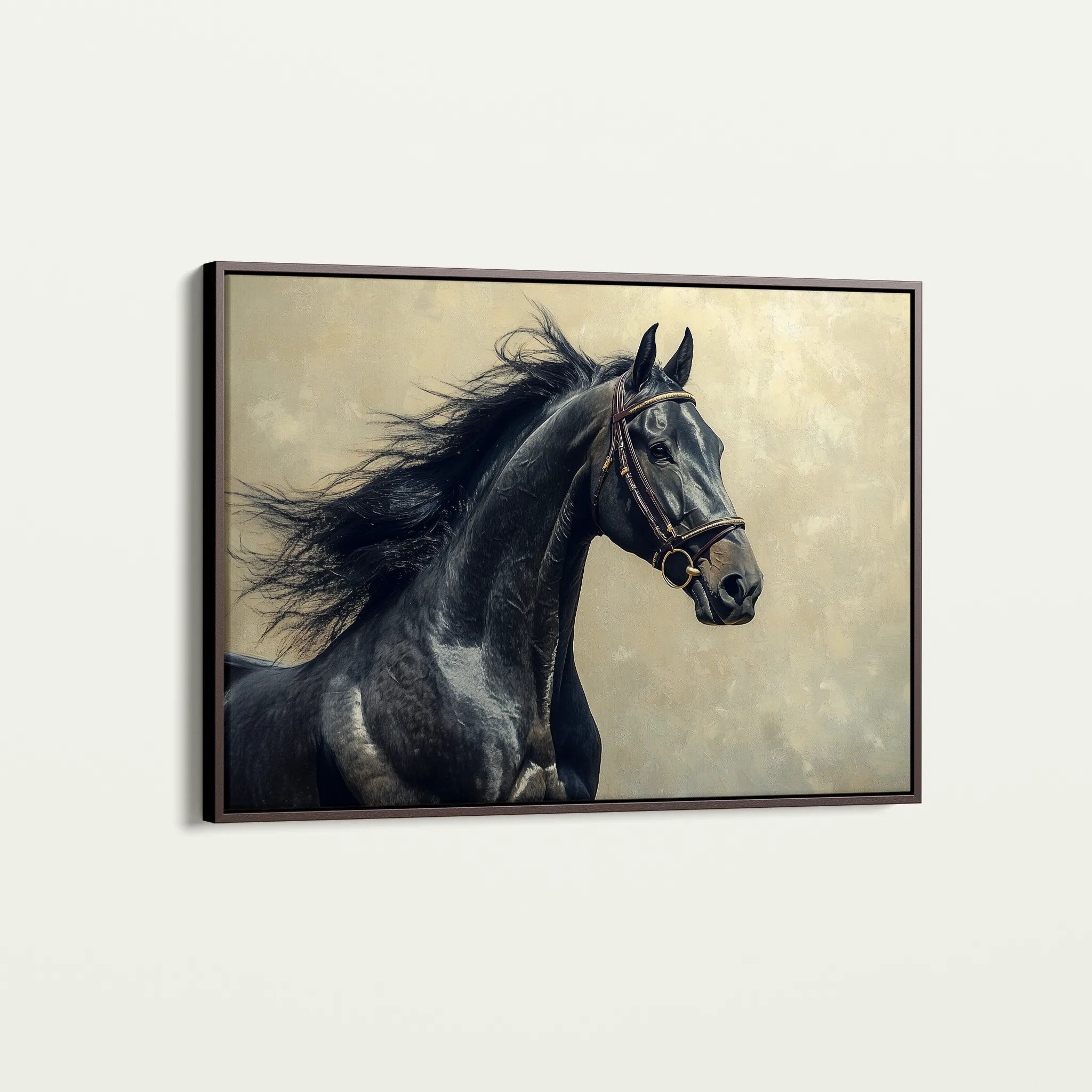 Horses 225 Canvas Art 18" x 24" / 45 x 60 cm / Black