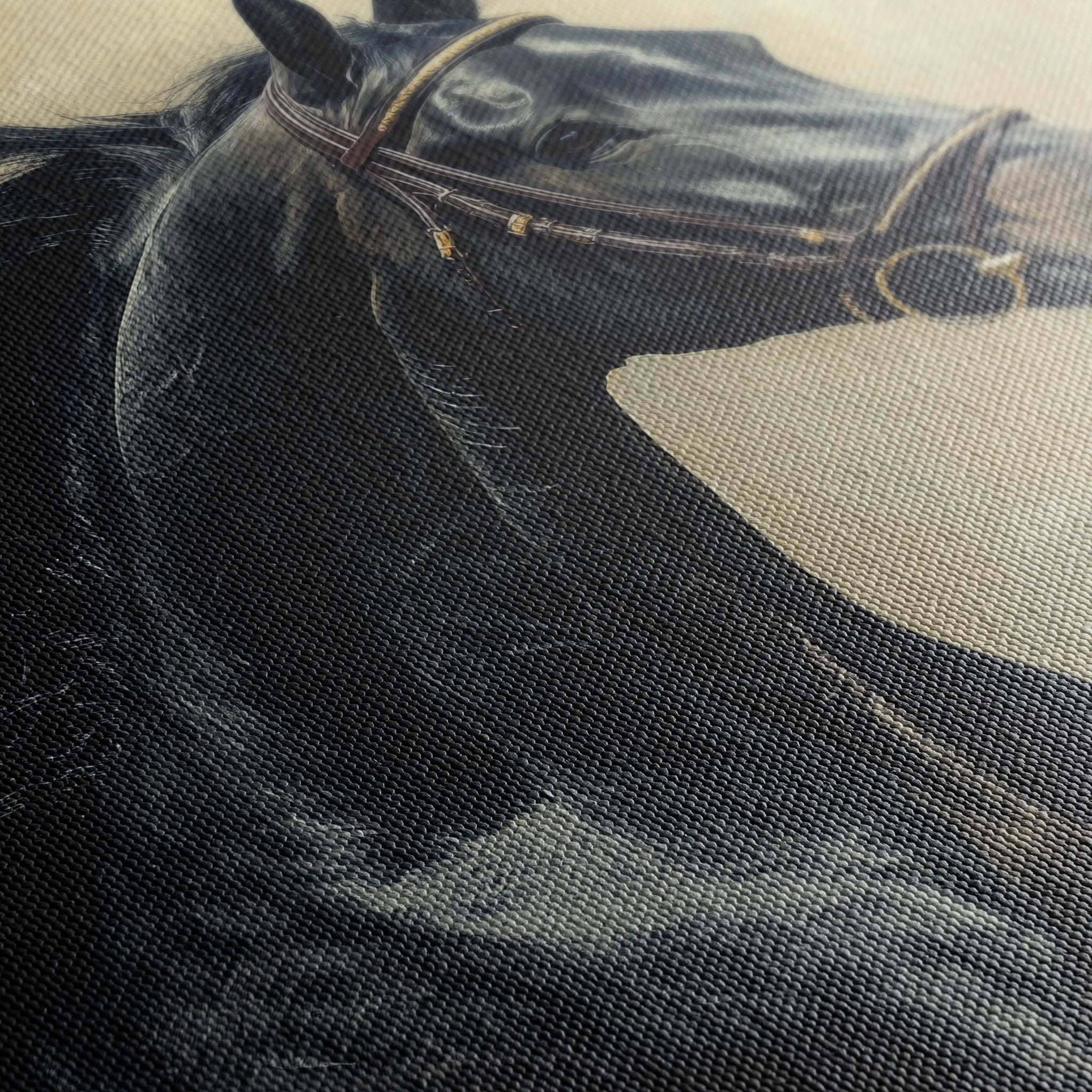 Horses 225 Canvas Art 18" x 24" / 45 x 60 cm / Black