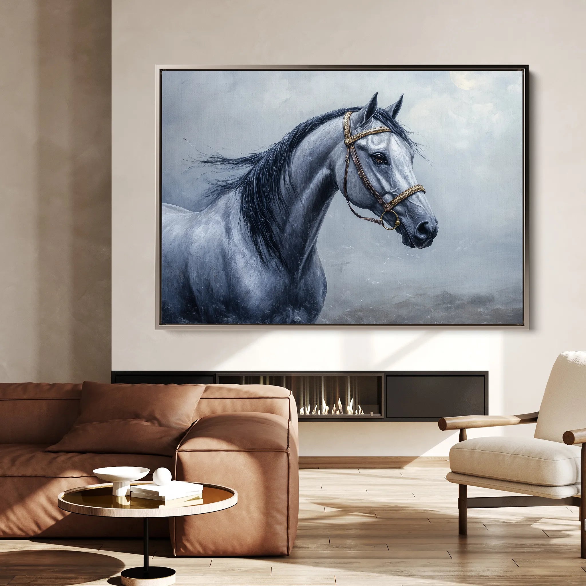 Horses 226 Canvas Art 18" x 24" / 45 x 60 cm / Black