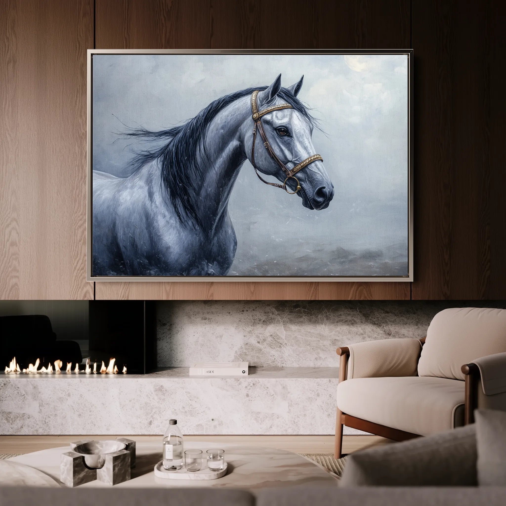 Horses 226 Canvas Art 18" x 24" / 45 x 60 cm / Black