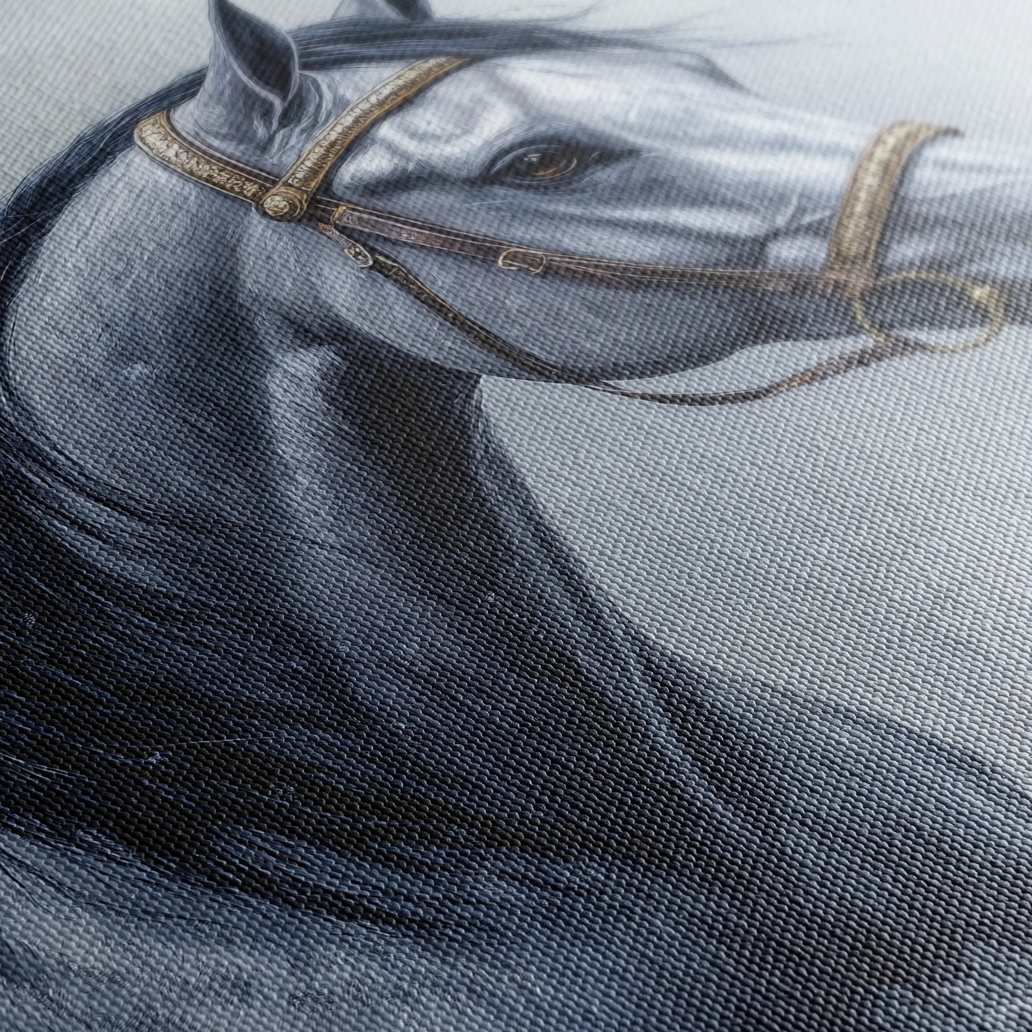 Horses 226 Canvas Art 18" x 24" / 45 x 60 cm / Black