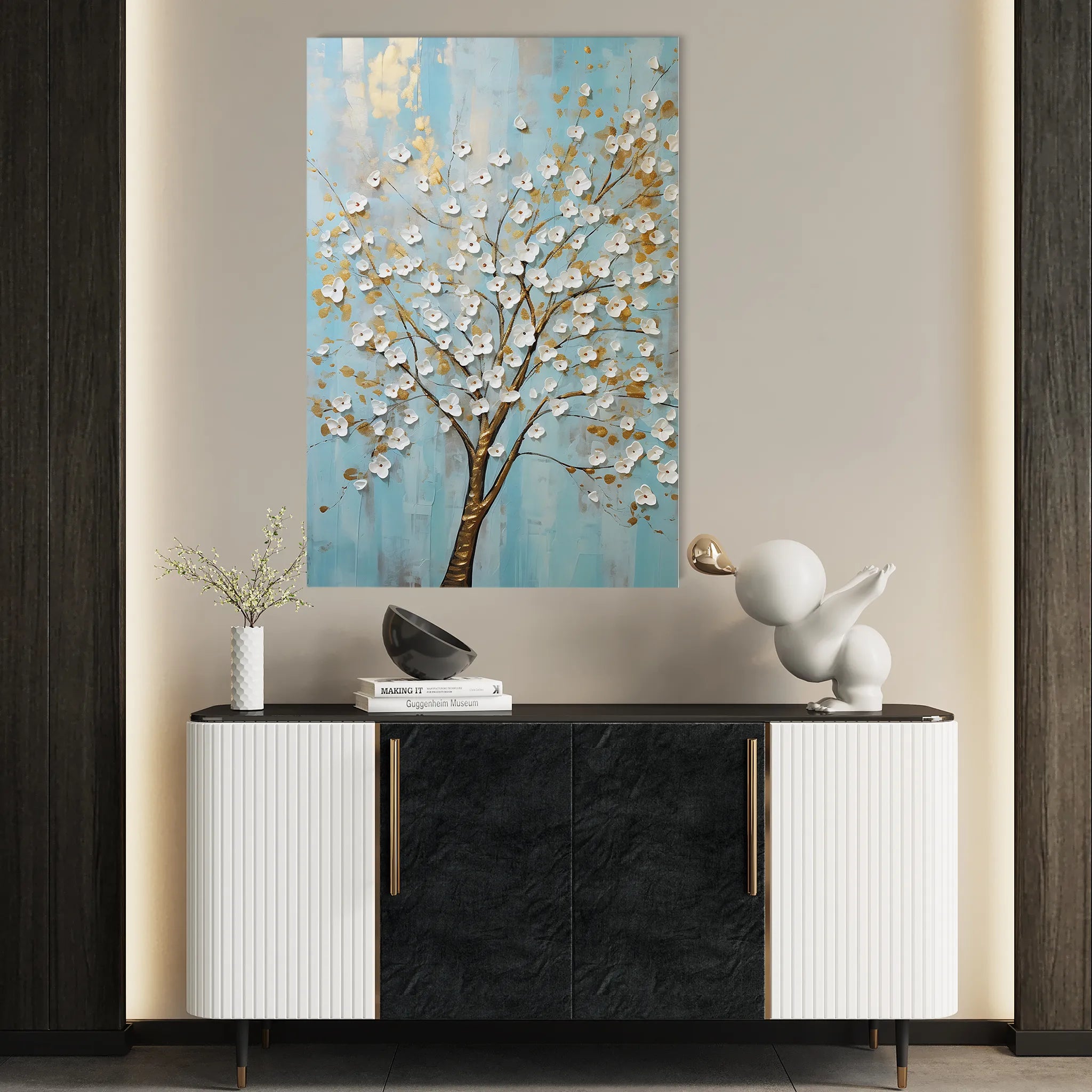 Floral 227 Canvas Art 18" x 24" / 45 x 60 cm / Black