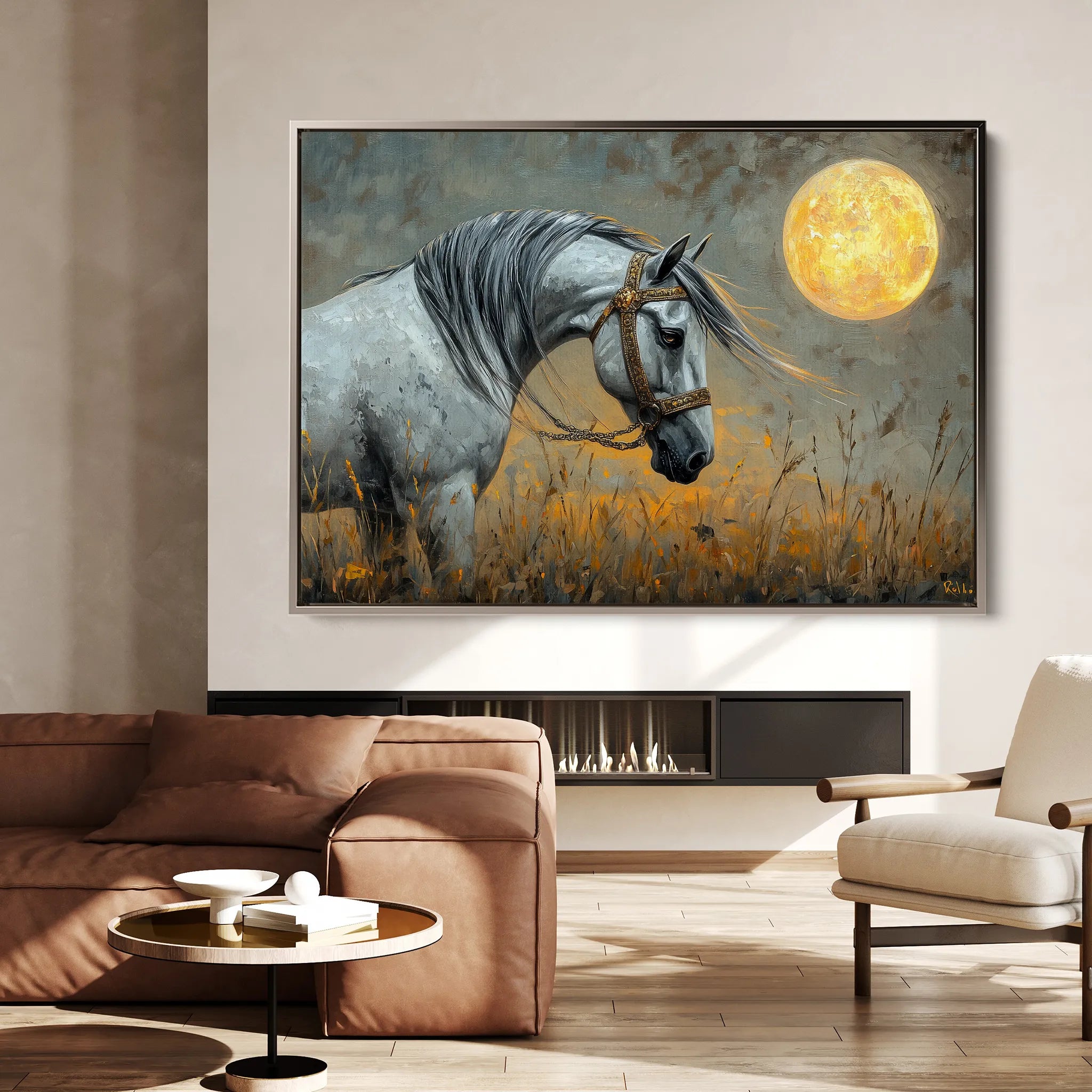 Horses 227 Canvas Art 18" x 24" / 45 x 60 cm / Black