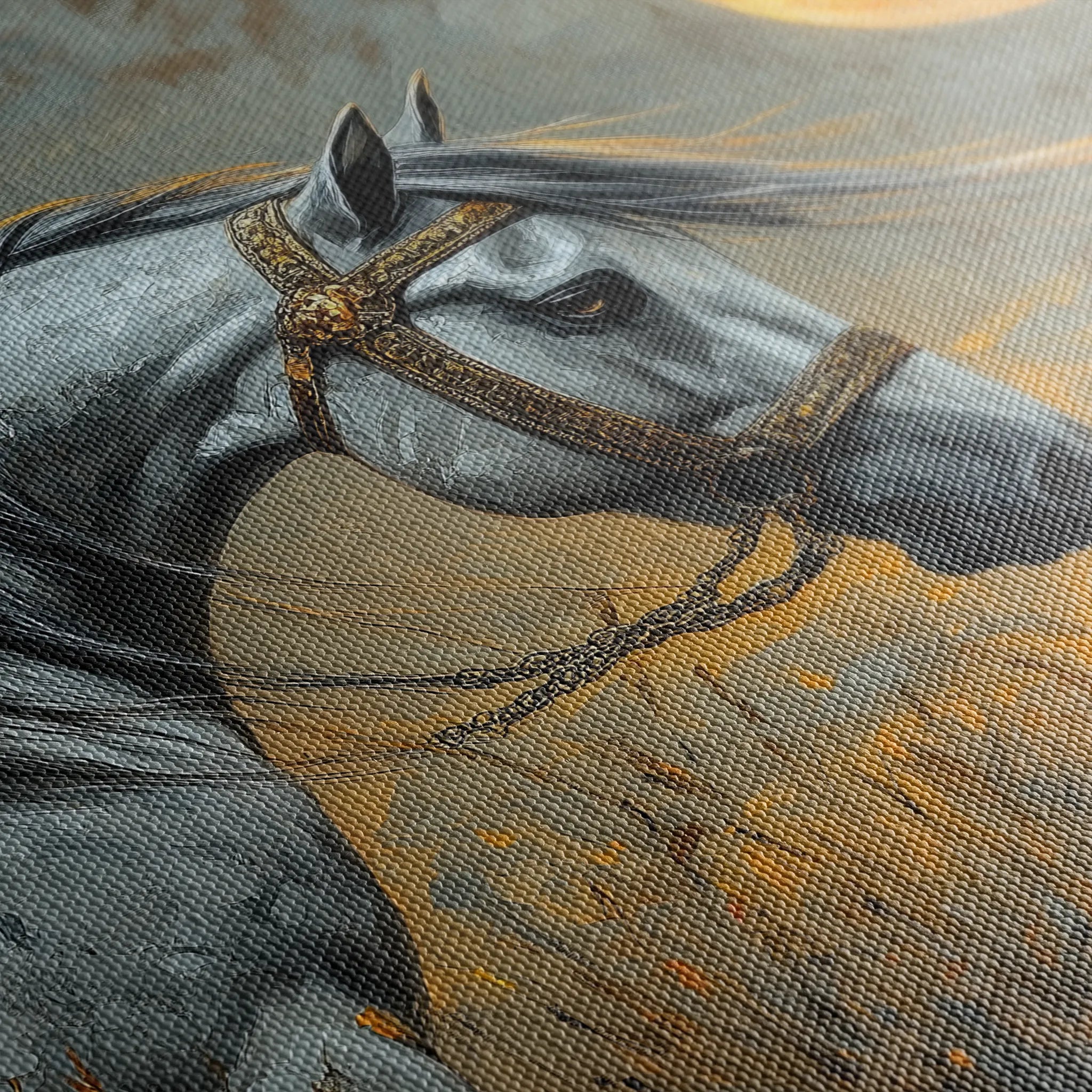 Horses 227 Canvas Art 18" x 24" / 45 x 60 cm / Black