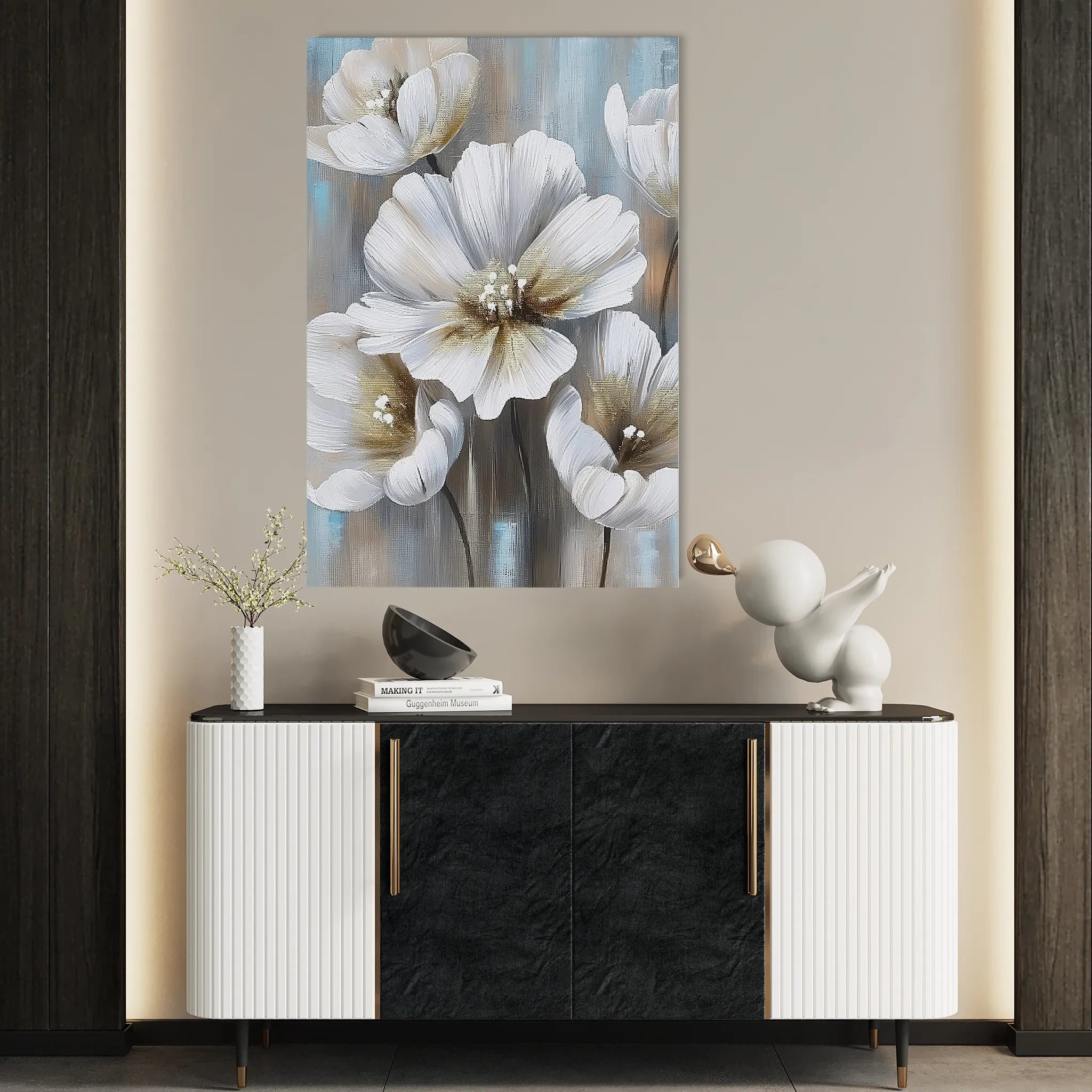 Floral 229 Canvas Art 18" x 24" / 45 x 60 cm / Black