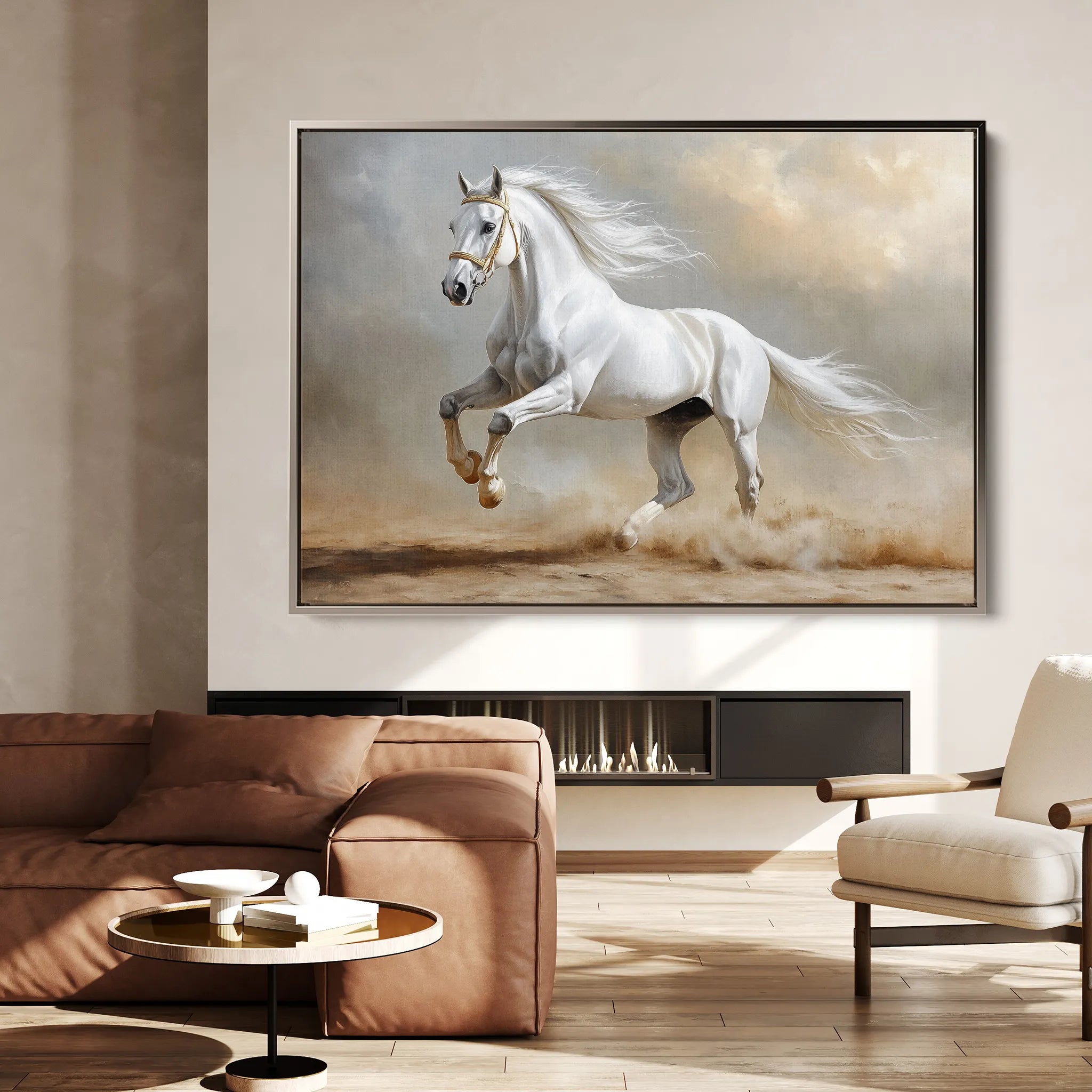 Horses 229 Canvas Art 18" x 24" / 45 x 60 cm / Black