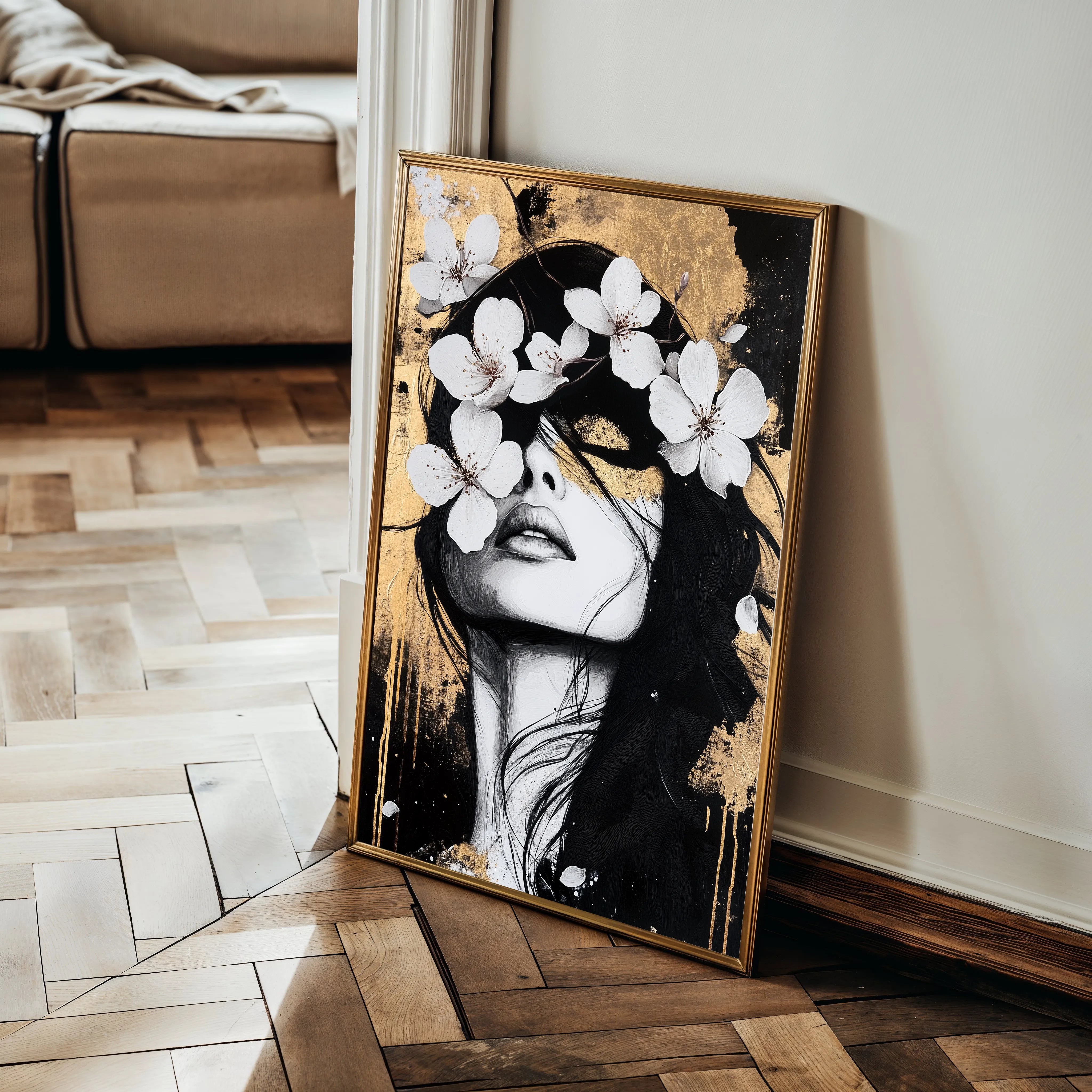 Portrait 229 Canvas Art 18" x 24" / 45 x 60 cm / Black