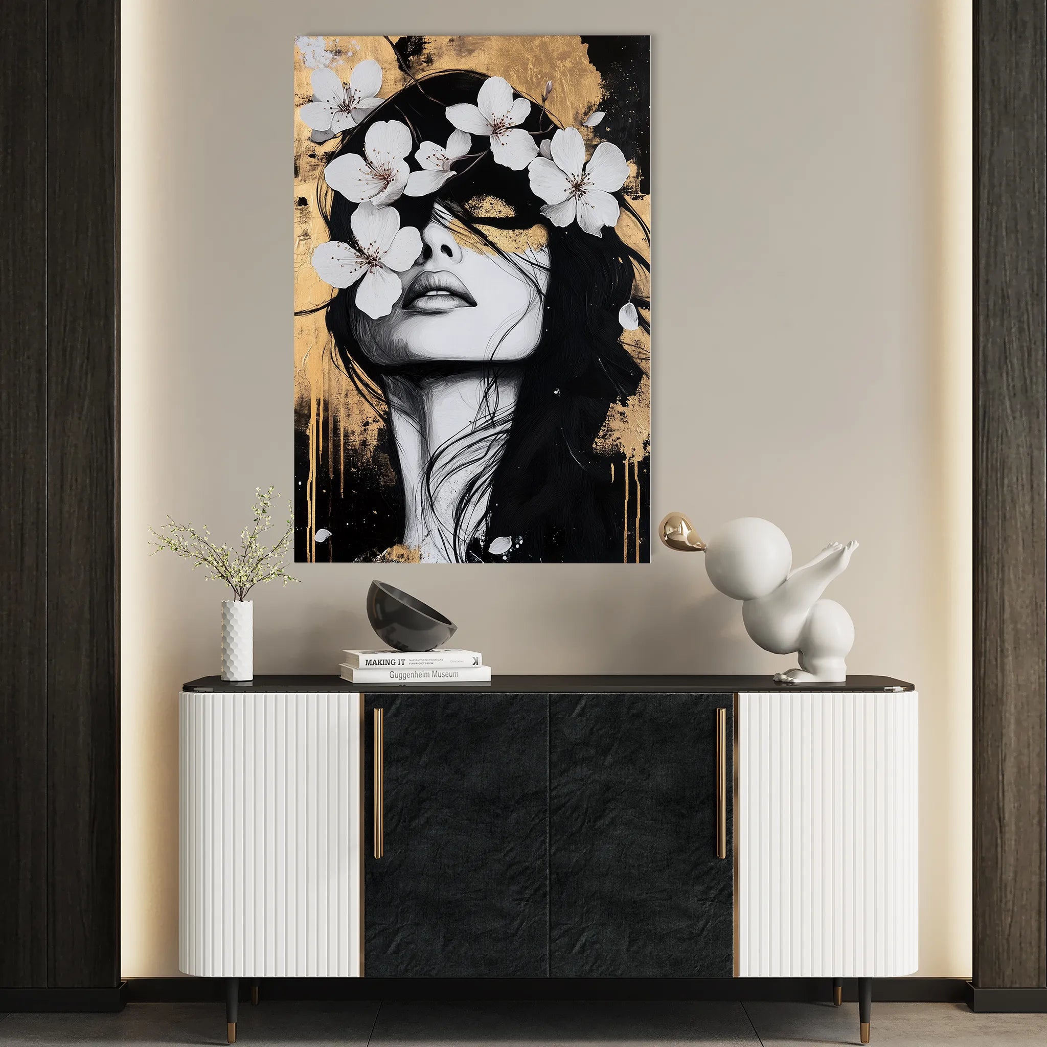 Portrait 229 Canvas Art 18" x 24" / 45 x 60 cm / Black