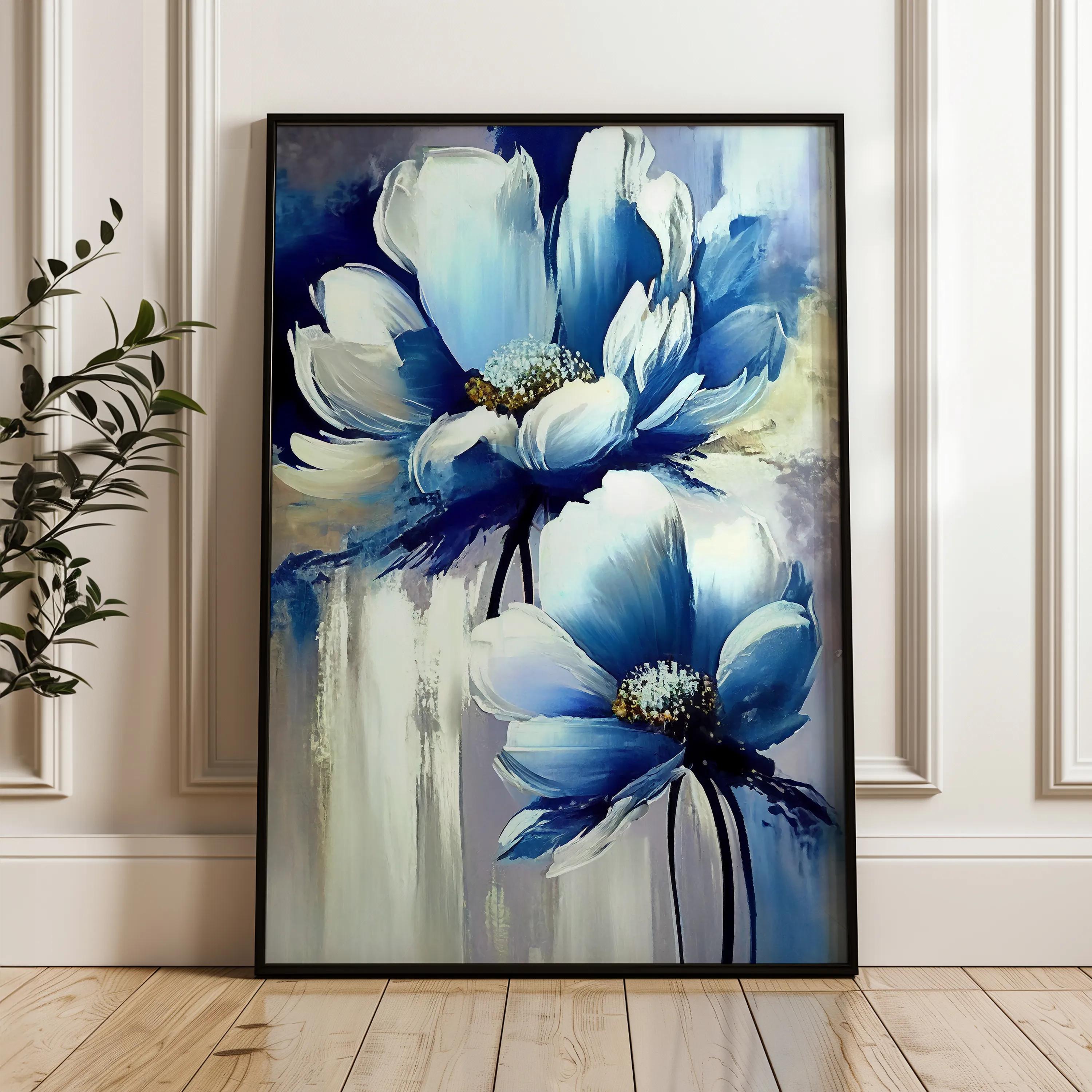 Floral 231 Canvas Art 18" x 24" / 45 x 60 cm / Black