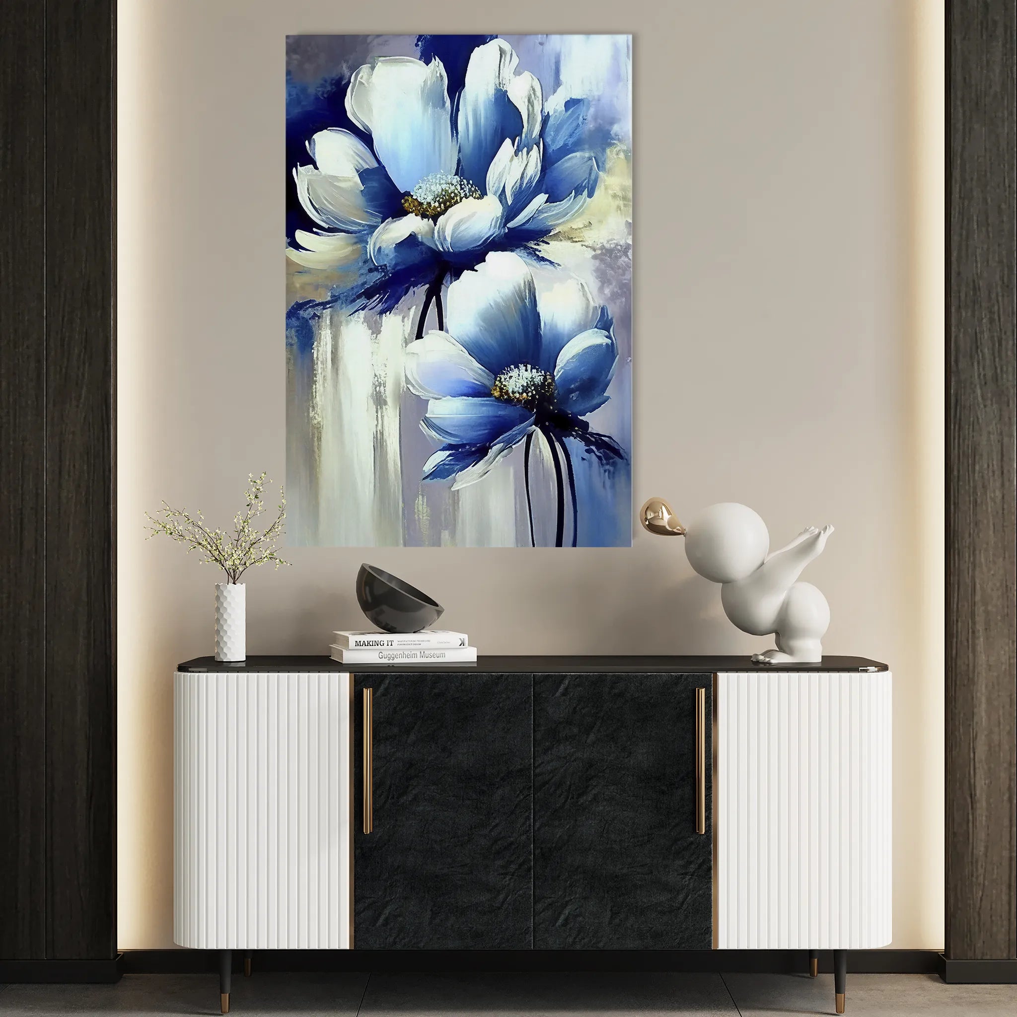 Floral 231 Canvas Art 18" x 24" / 45 x 60 cm / Black