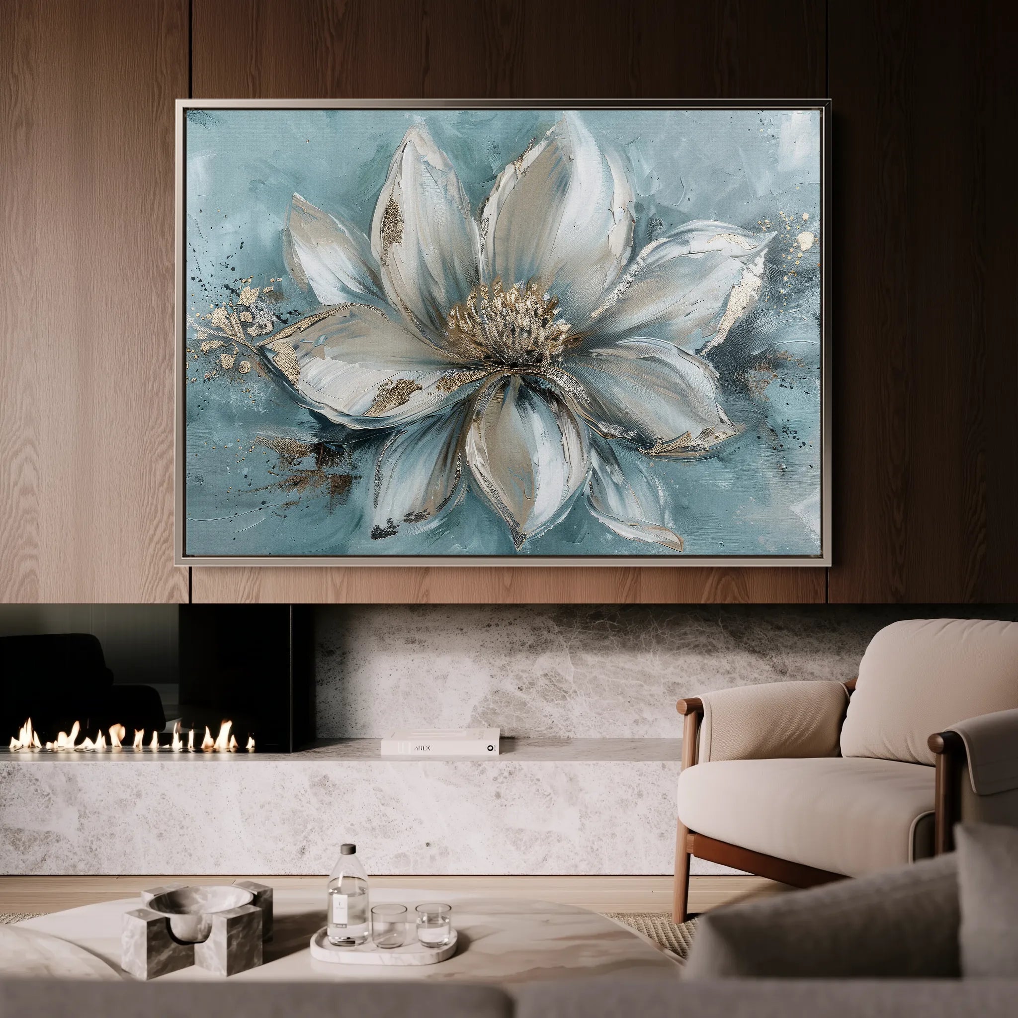 Floral 233 Canvas Art 18" x 24" / 45 x 60 cm / Black