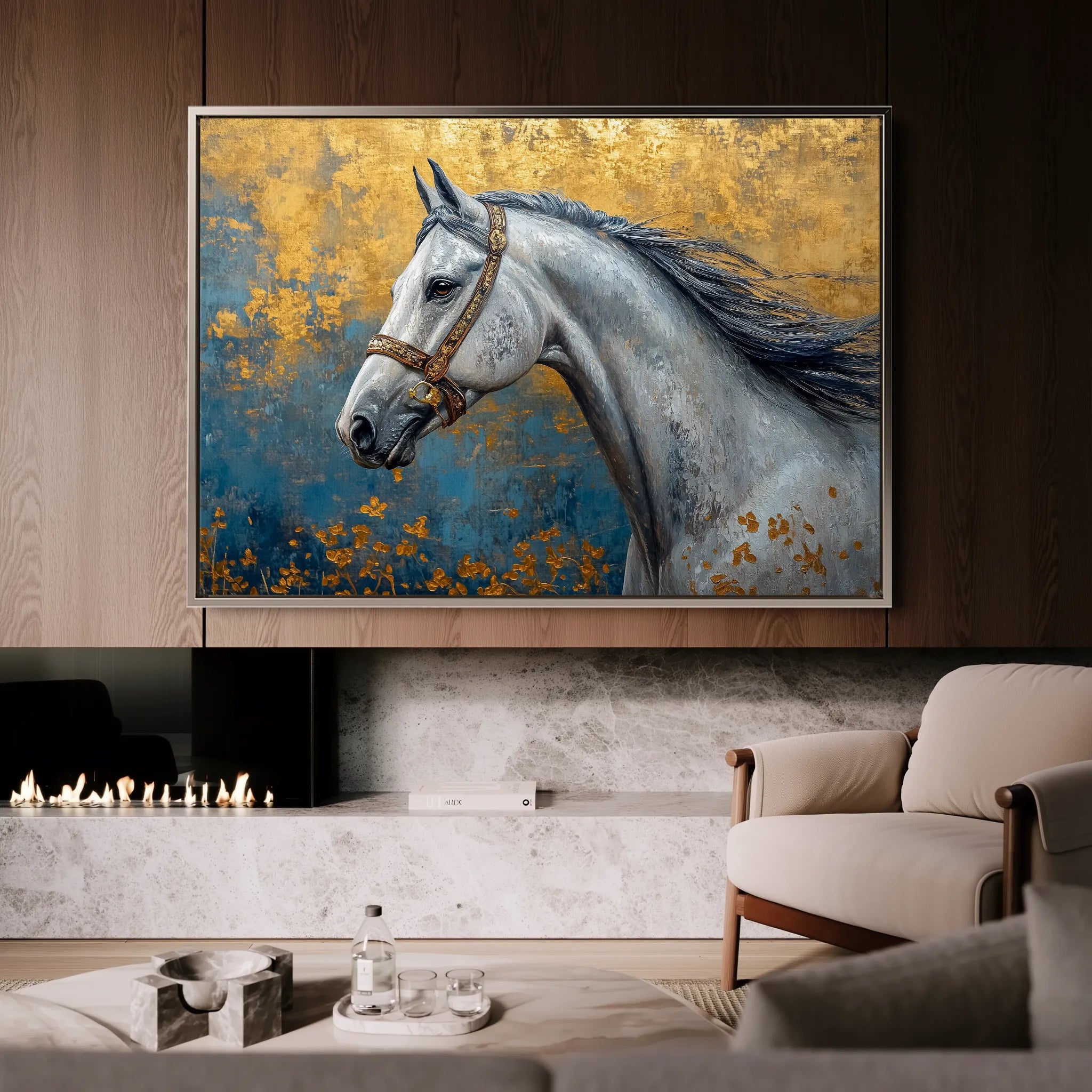 Horses 233 Canvas Art 18" x 24" / 45 x 60 cm / Black