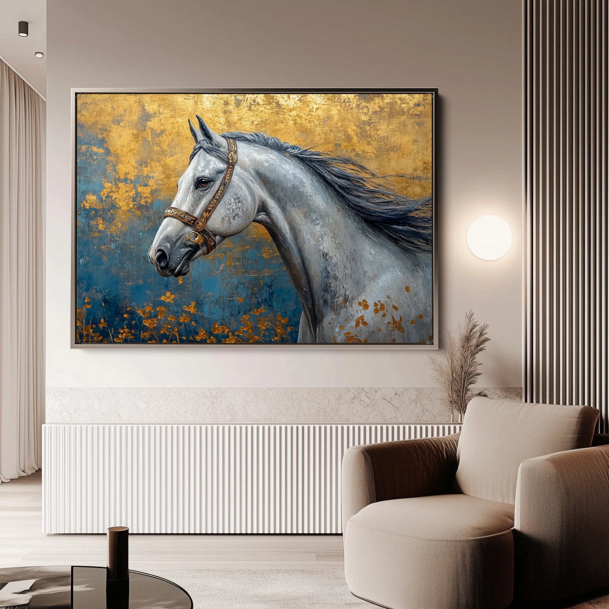 Horses 233 Canvas Art 18" x 24" / 45 x 60 cm / Black