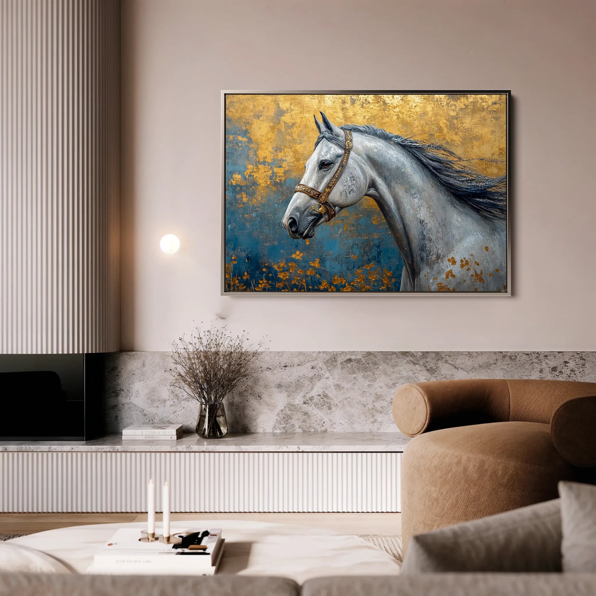 Horses 233 Canvas Art 18" x 24" / 45 x 60 cm / Black