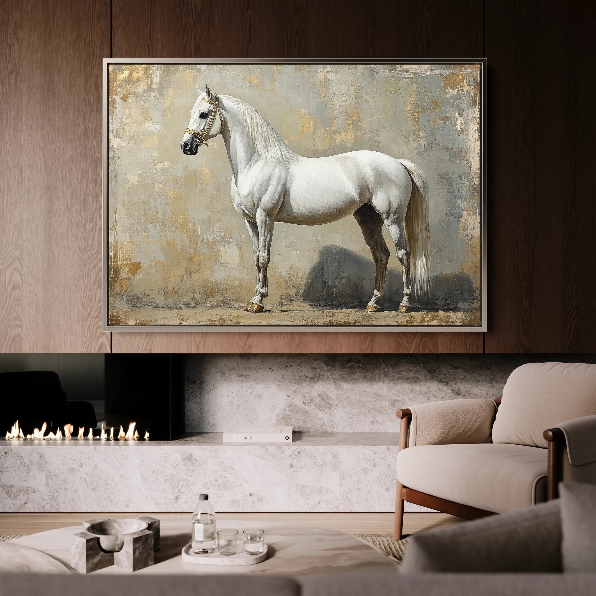 Horses 235 Canvas Art 18" x 24" / 45 x 60 cm / Black