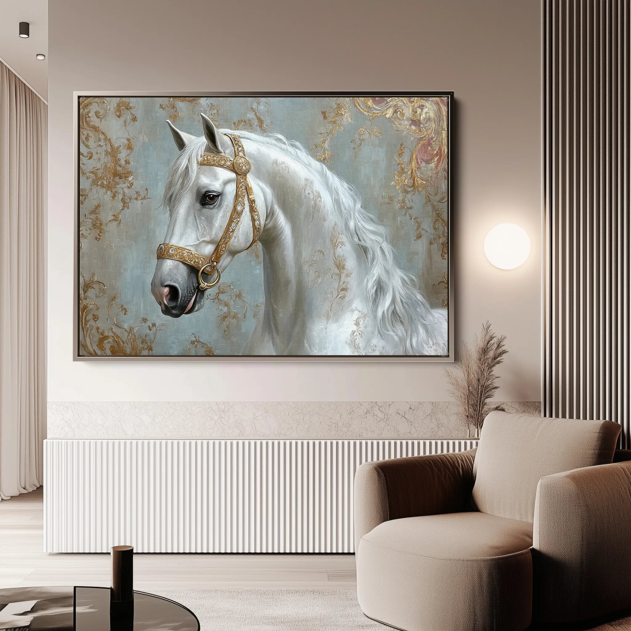 Horses 236 Canvas Art 18" x 24" / 45 x 60 cm / Black