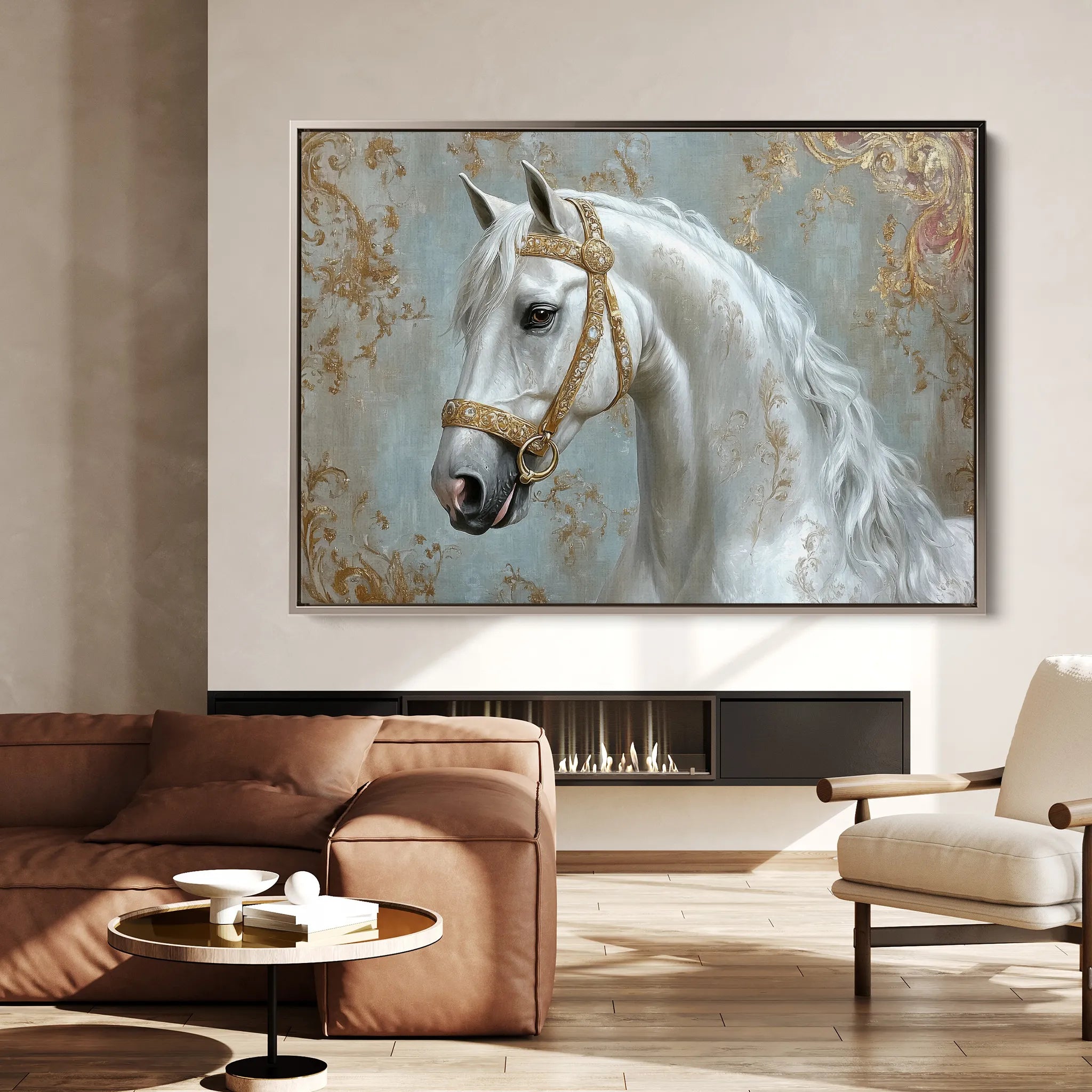 Horses 236 Canvas Art 18" x 24" / 45 x 60 cm / Black