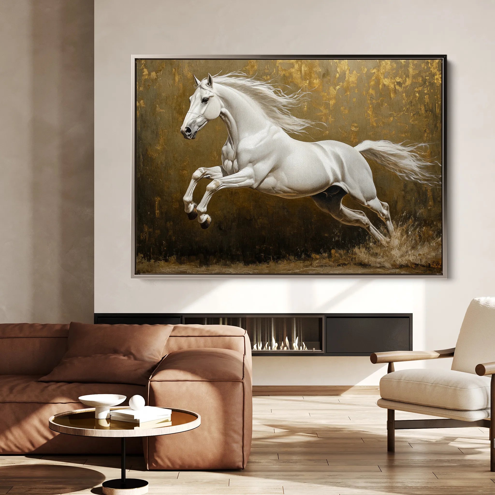 Horses 240 Canvas Art 18" x 24" / 45 x 60 cm / Black