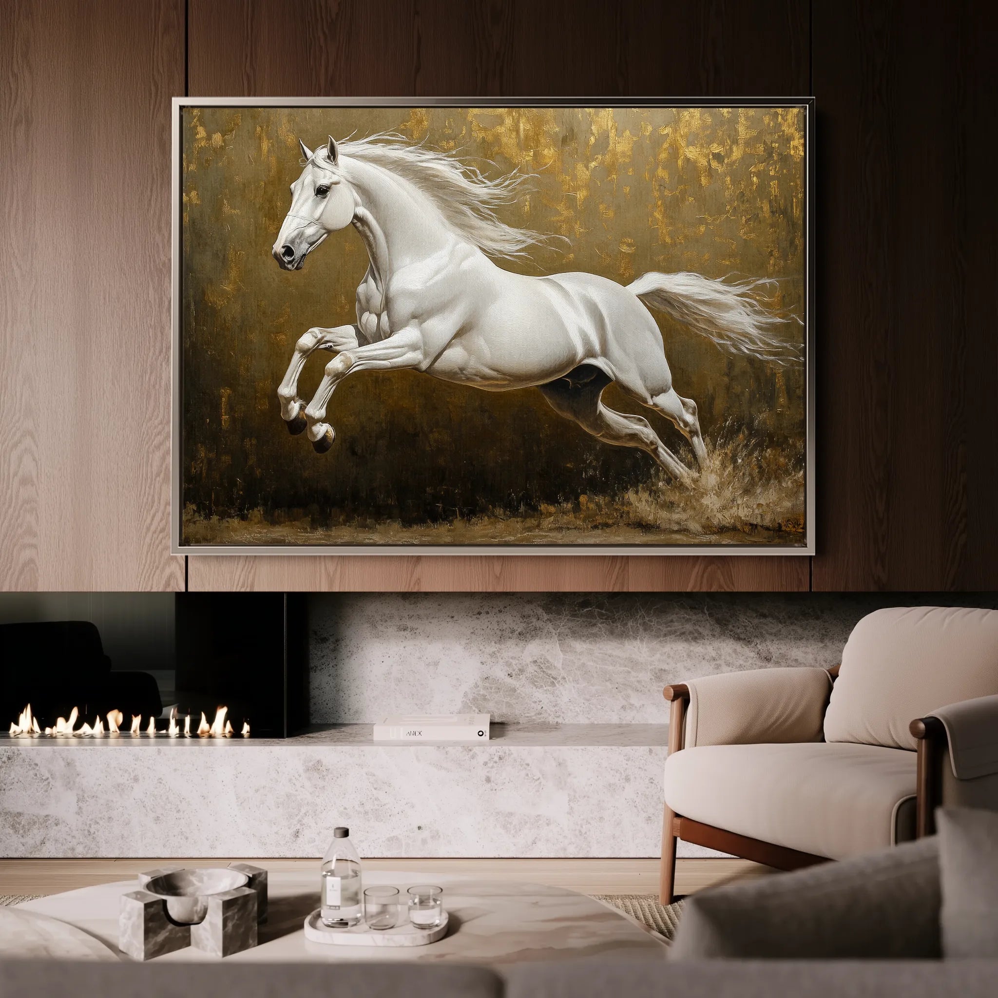 Horses 240 Canvas Art 18" x 24" / 45 x 60 cm / Black