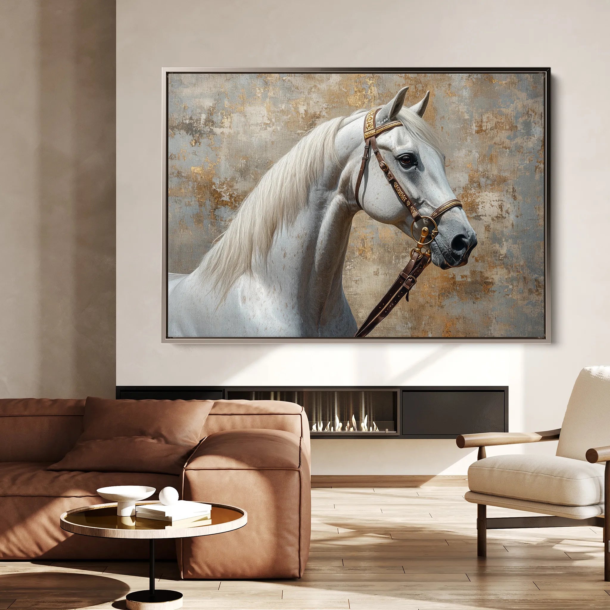 Horses 242 Canvas Art 18" x 24" / 45 x 60 cm / Black
