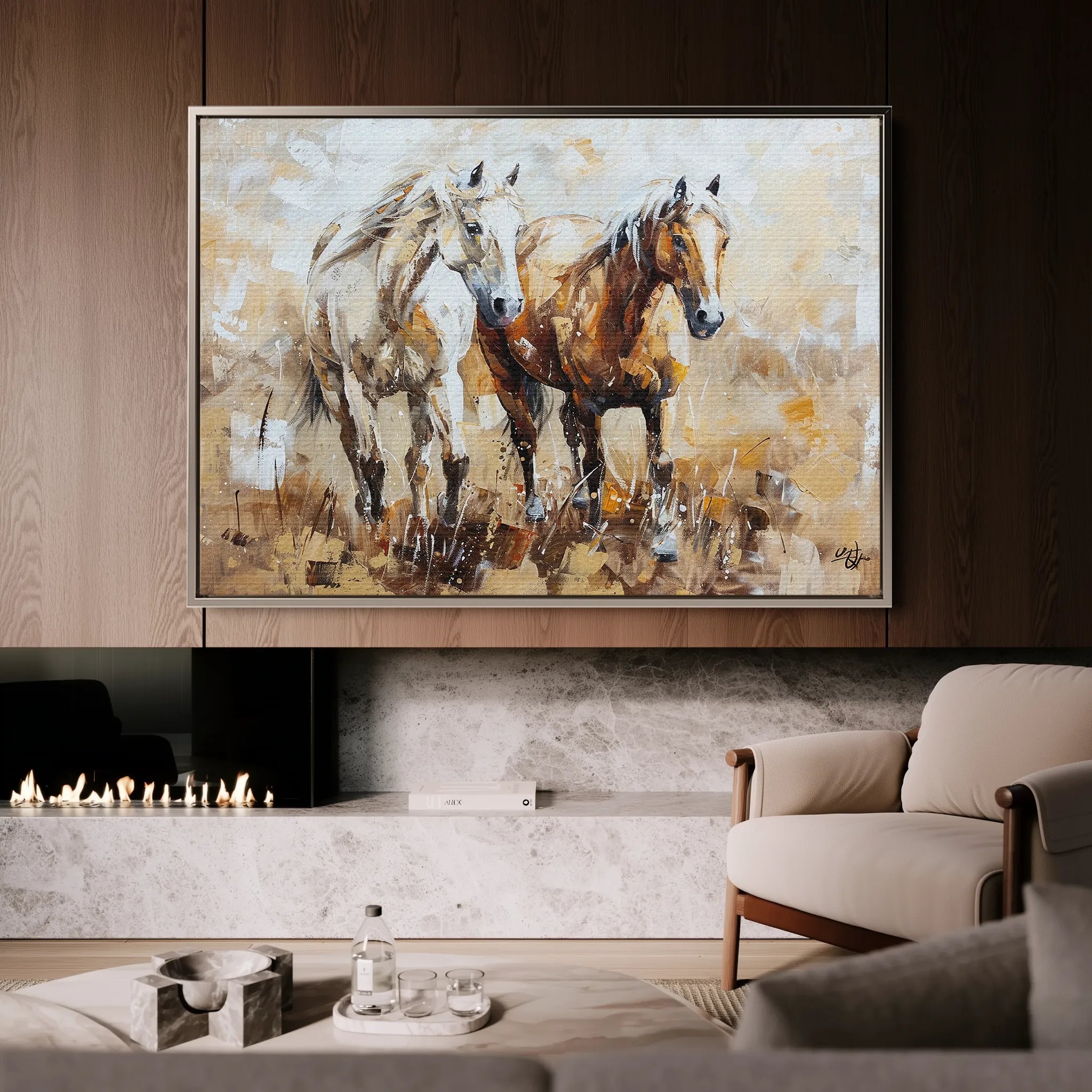 Horses 246 Canvas Art 18" x 24" / 45 x 60 cm / Black