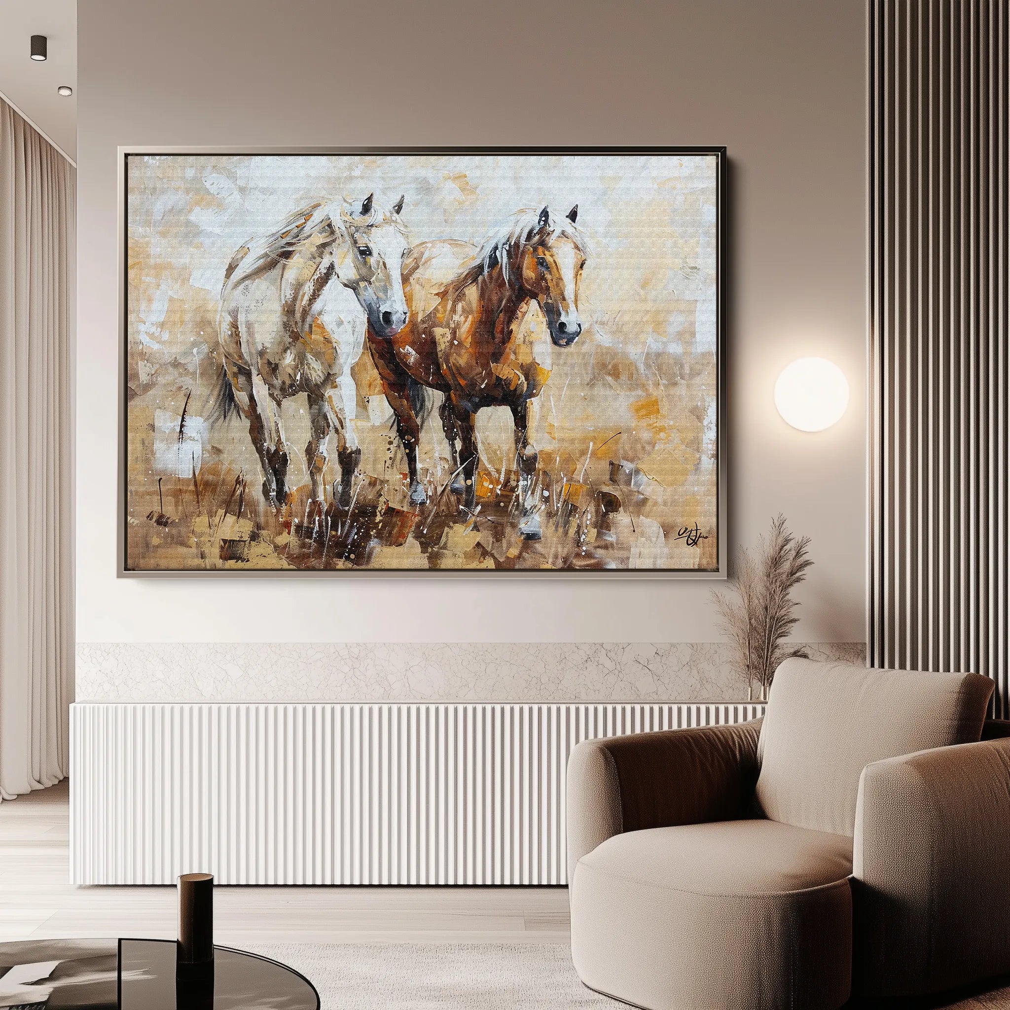 Horses 246 Canvas Art 18" x 24" / 45 x 60 cm / Black