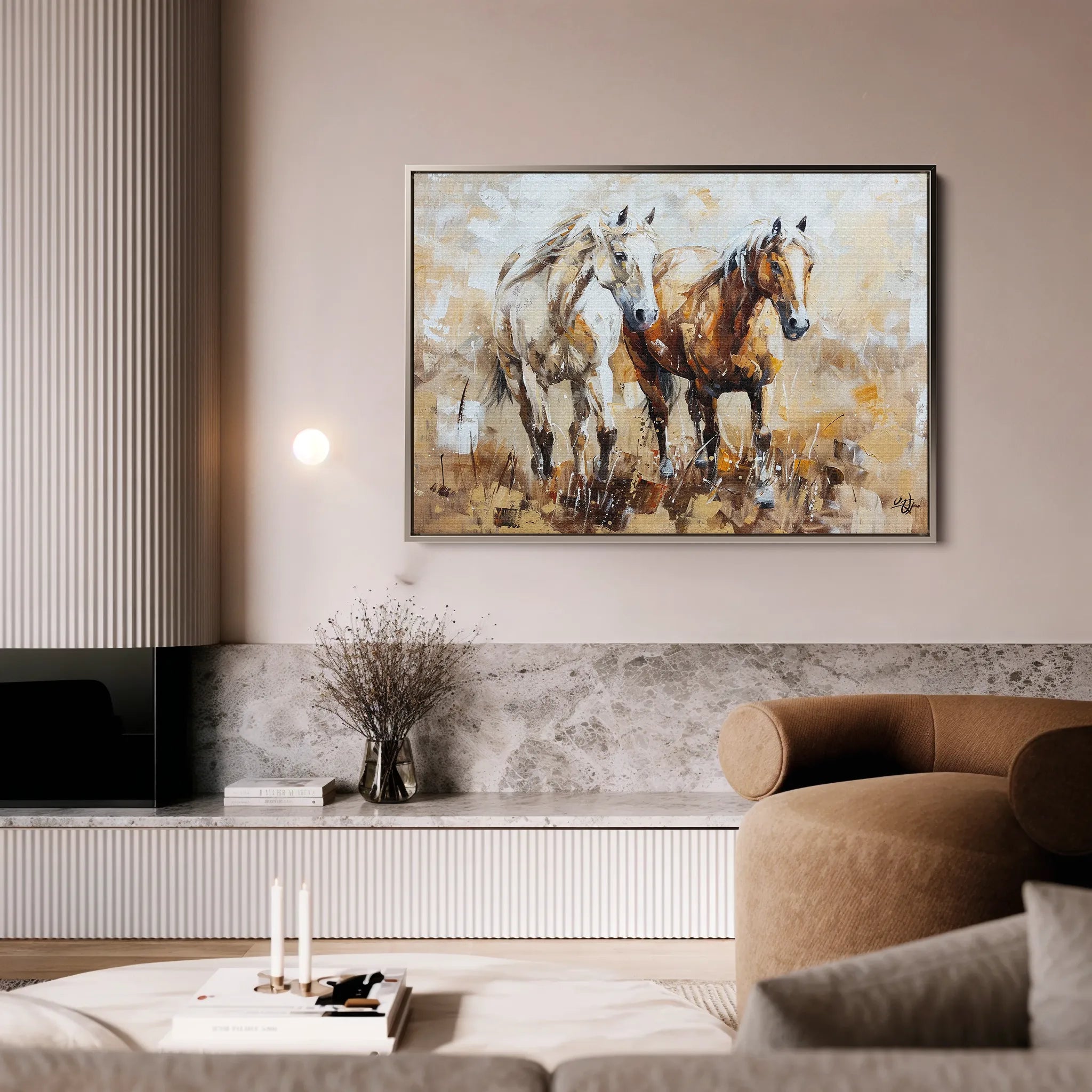 Horses 246 Canvas Art 18" x 24" / 45 x 60 cm / Black