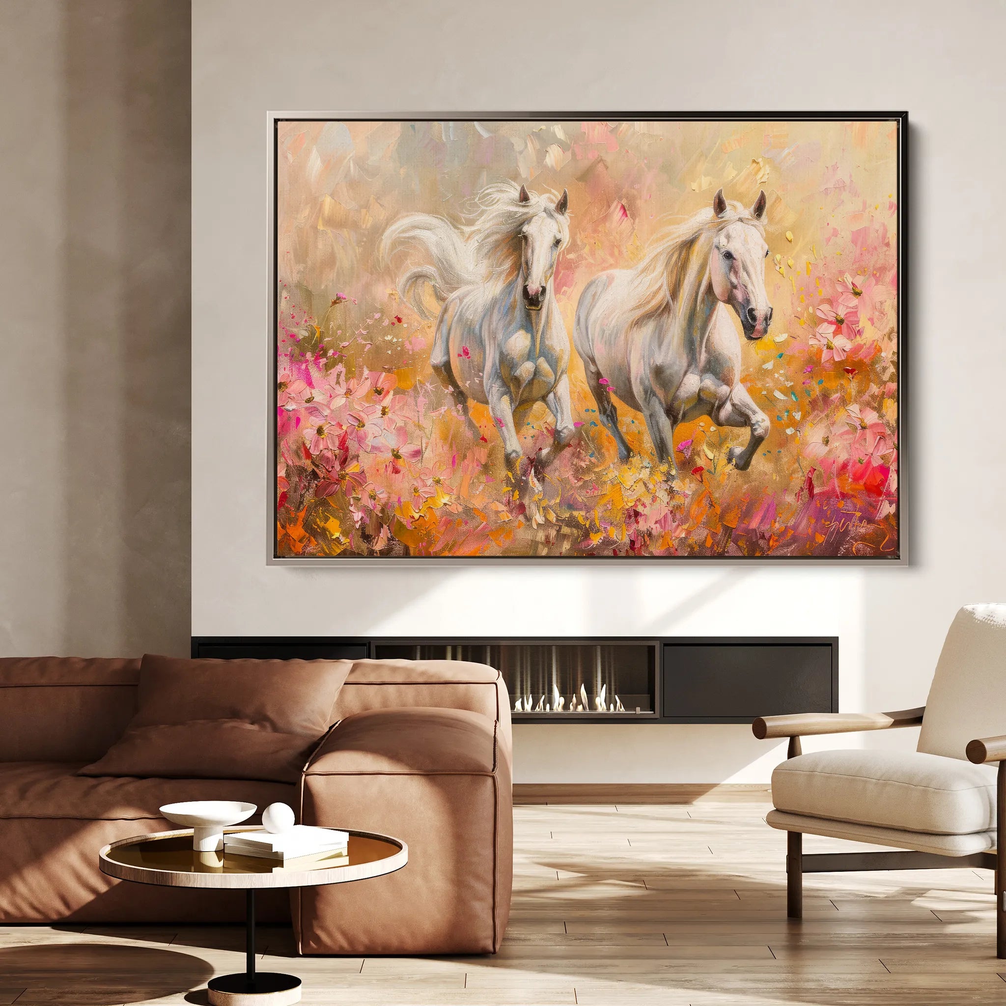 Horses 247 Canvas Art 18" x 24" / 45 x 60 cm / Black