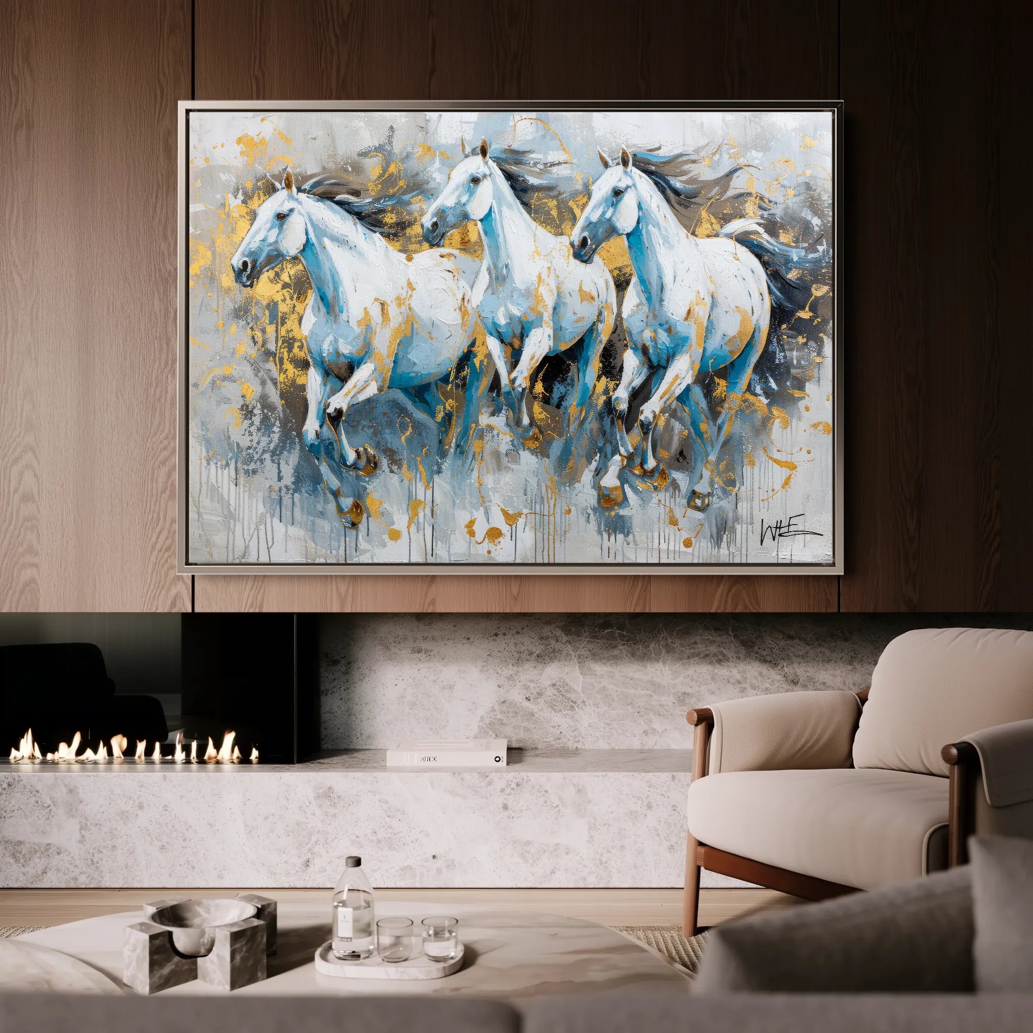 Horses 248 Canvas Art 18" x 24" / 45 x 60 cm / Black