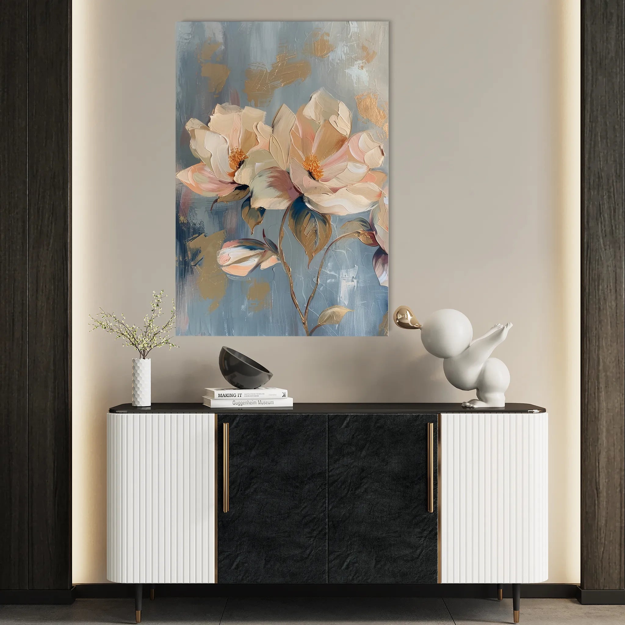 Floral 249 Canvas Art 18" x 24" / 45 x 60 cm / Black