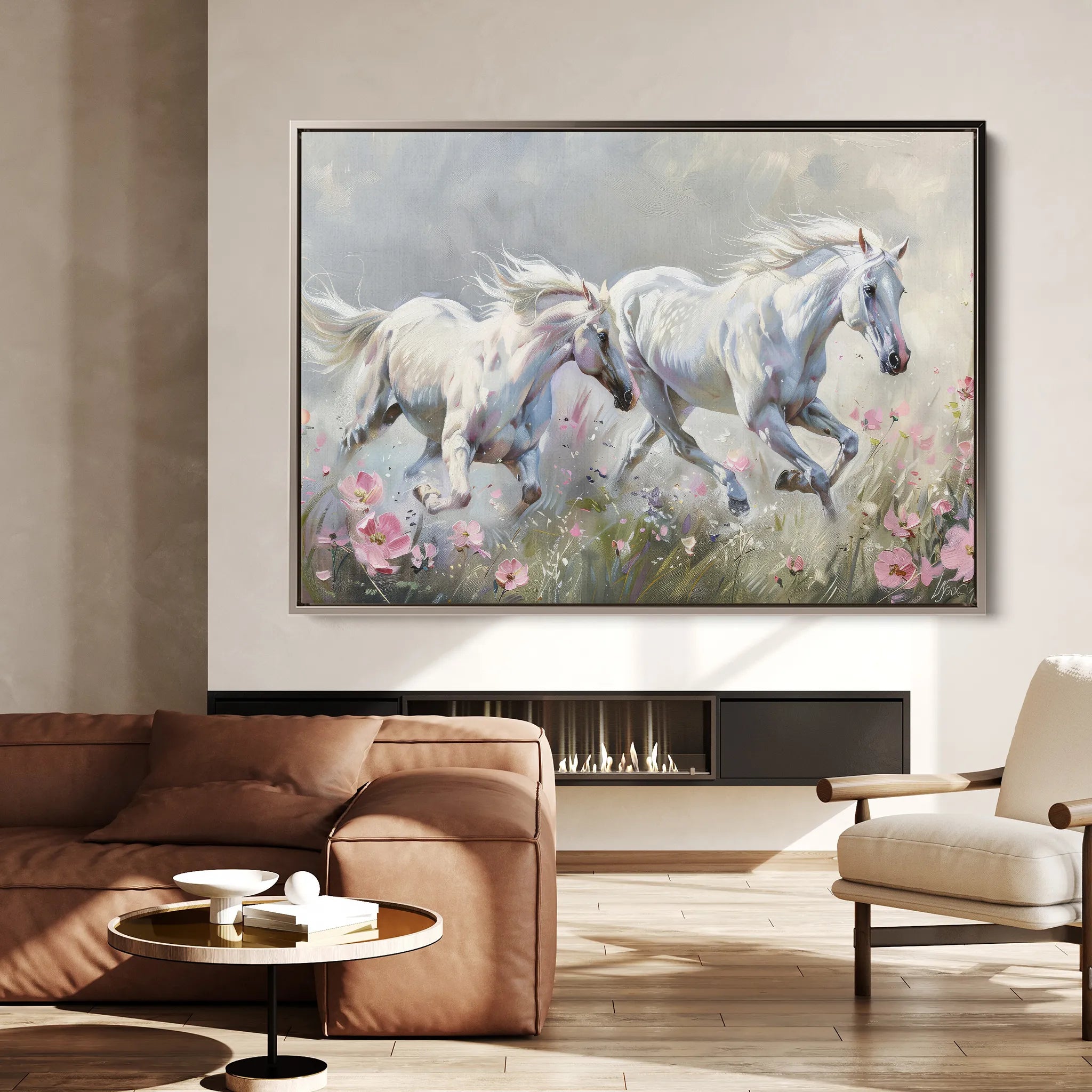 Horses 250 Canvas Art 18" x 24" / 45 x 60 cm / Black