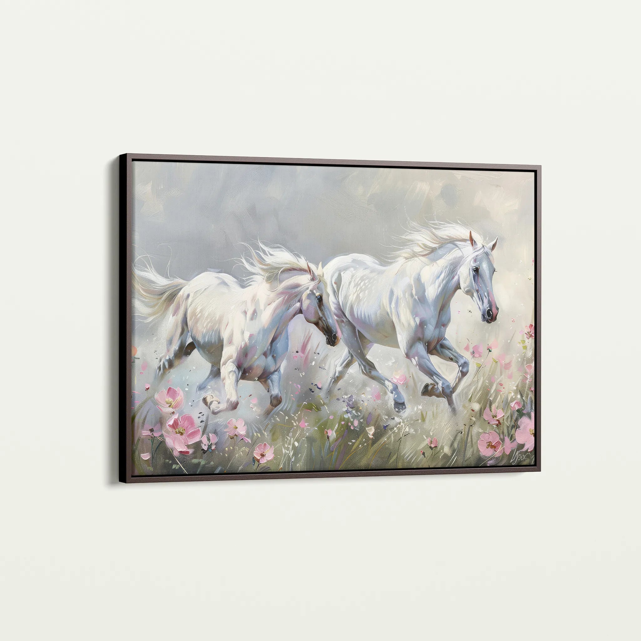 Horses 250 Canvas Art 18" x 24" / 45 x 60 cm / Black