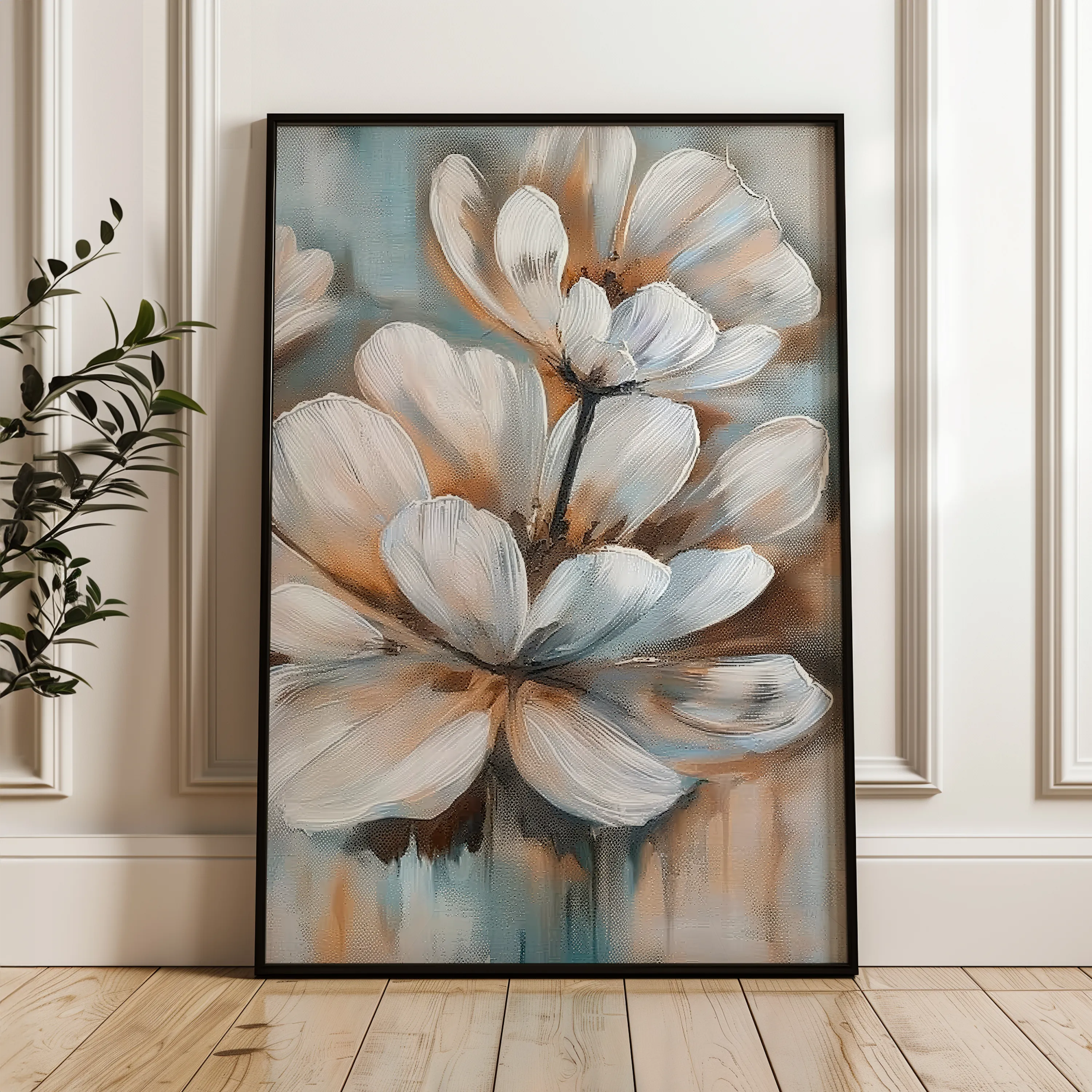 Floral 251 Canvas Art 18" x 24" / 45 x 60 cm / Black