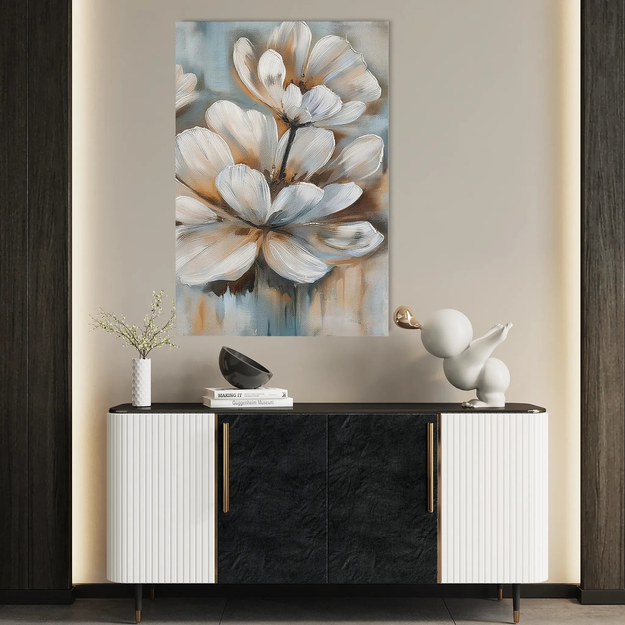 Floral 251 Canvas Art 18" x 24" / 45 x 60 cm / Black