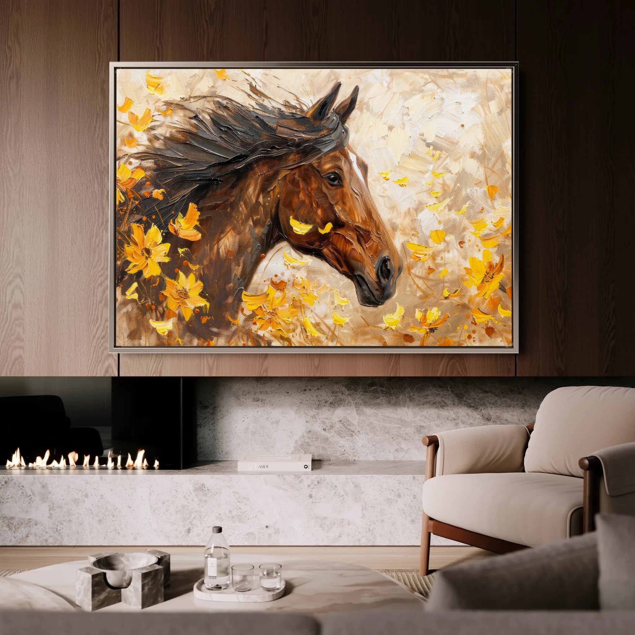 Horses 251 Canvas Art 18" x 24" / 45 x 60 cm / Black