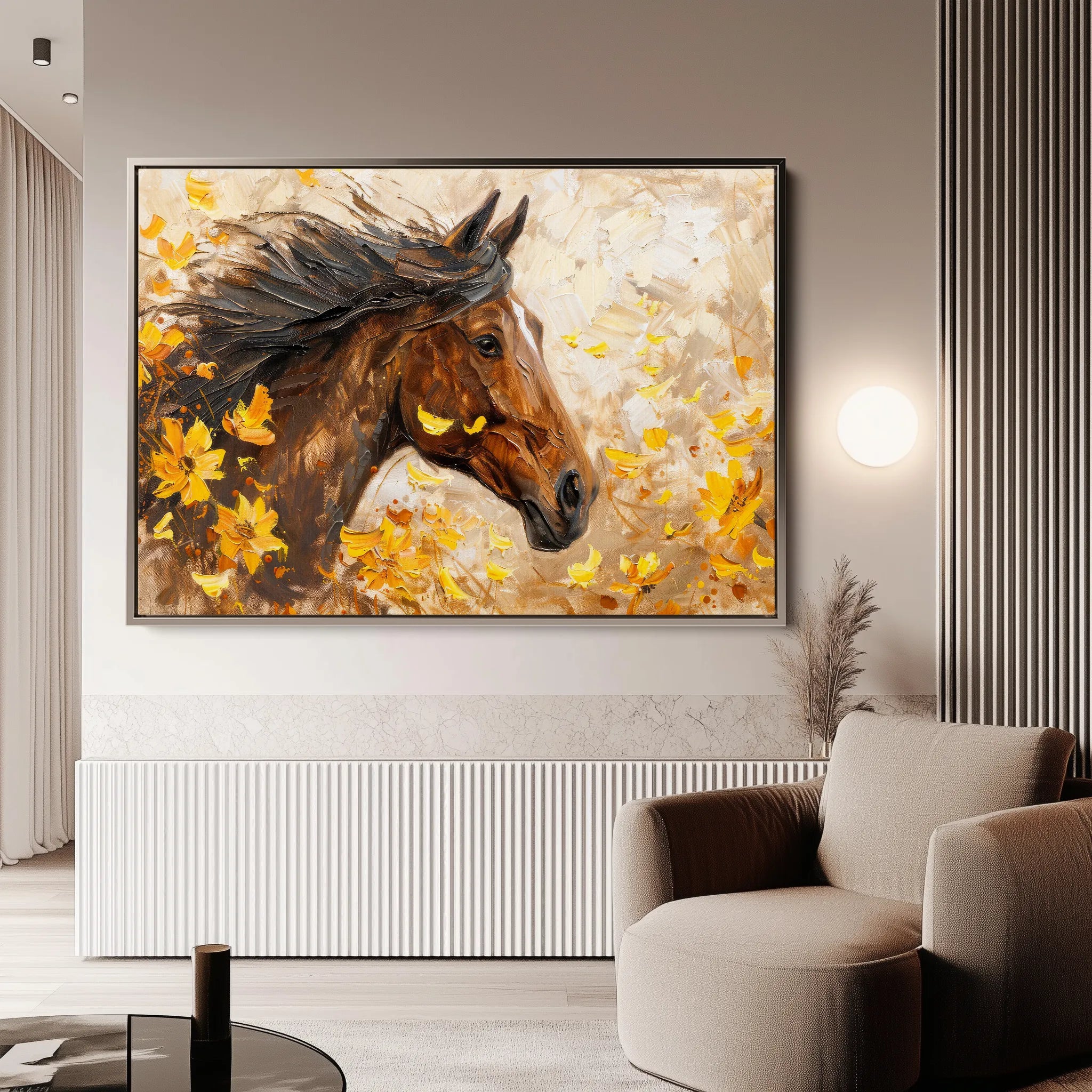 Horses 251 Canvas Art 18" x 24" / 45 x 60 cm / Black