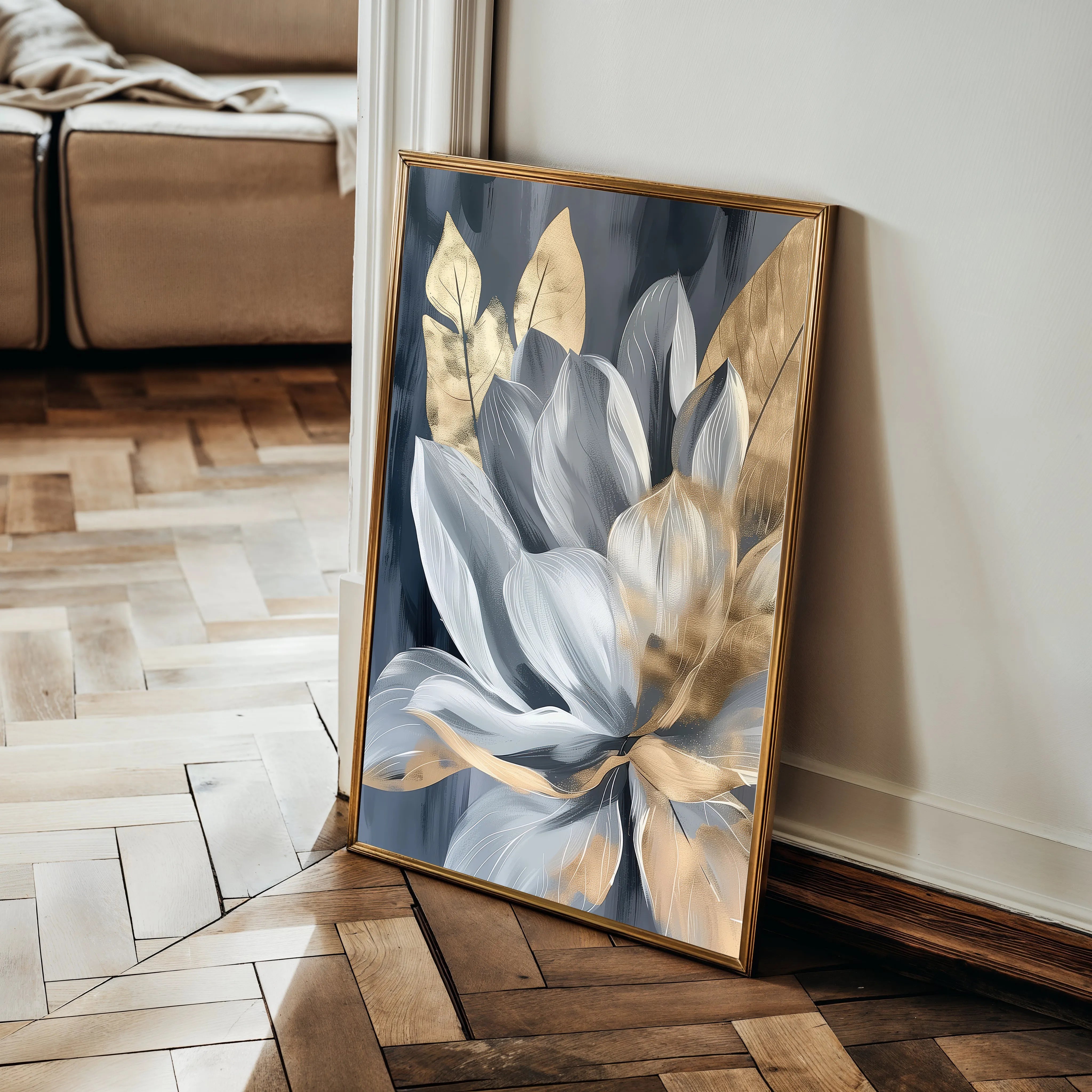 Floral 252 Canvas Art 18" x 24" / 45 x 60 cm / Black