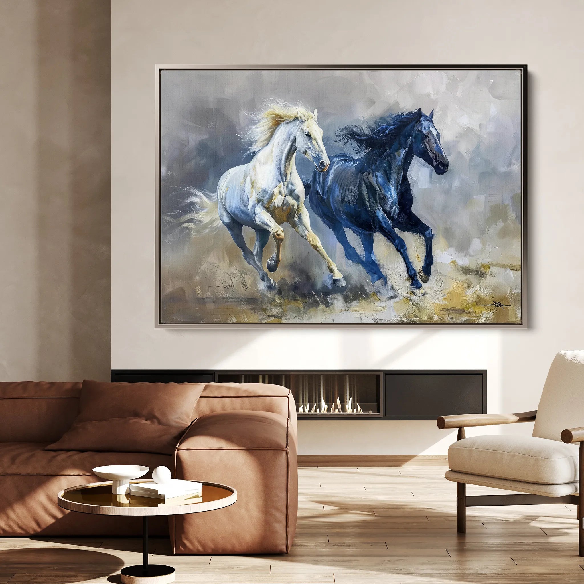 Horses 252 Canvas Art 18" x 24" / 45 x 60 cm / Black