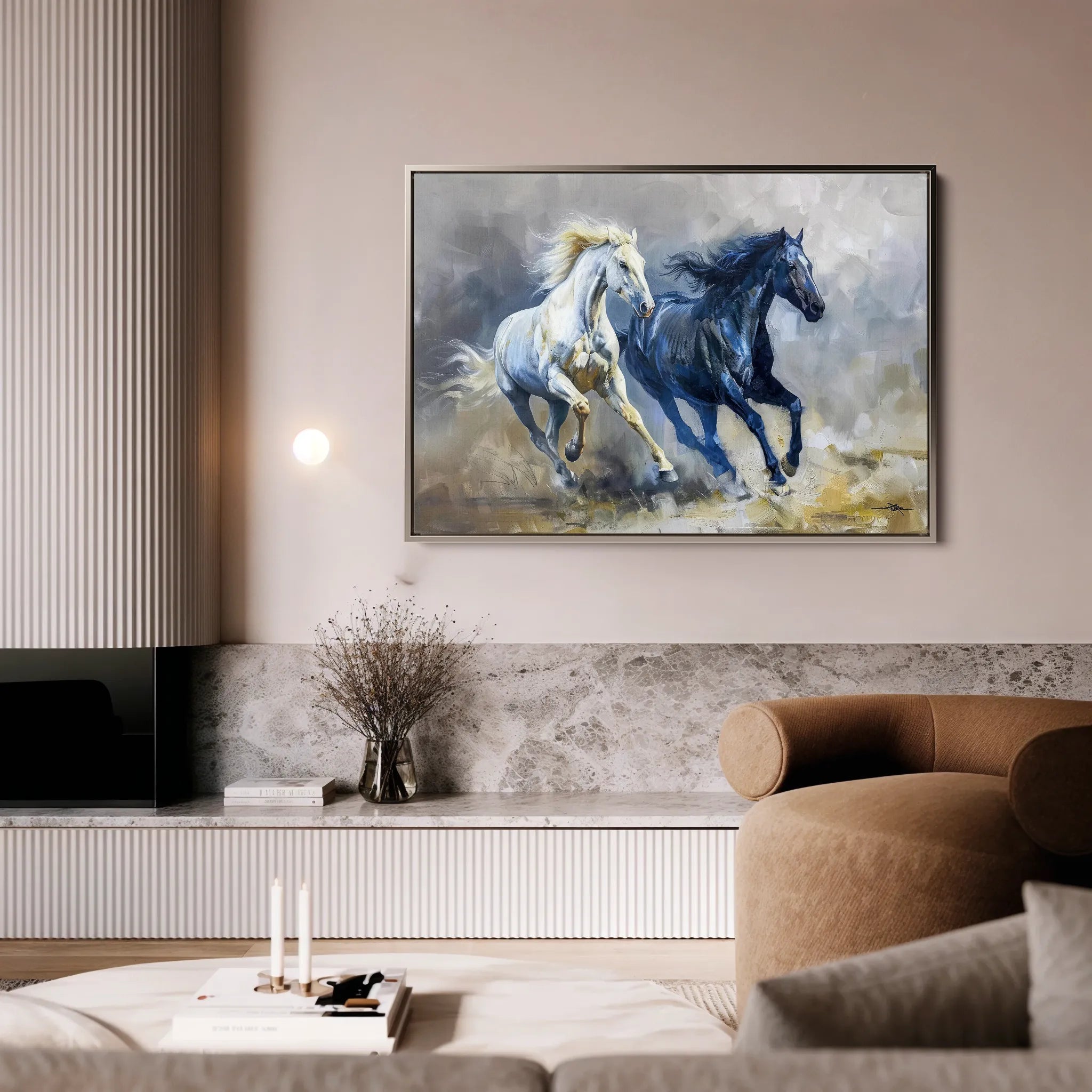 Horses 252 Canvas Art 18" x 24" / 45 x 60 cm / Black