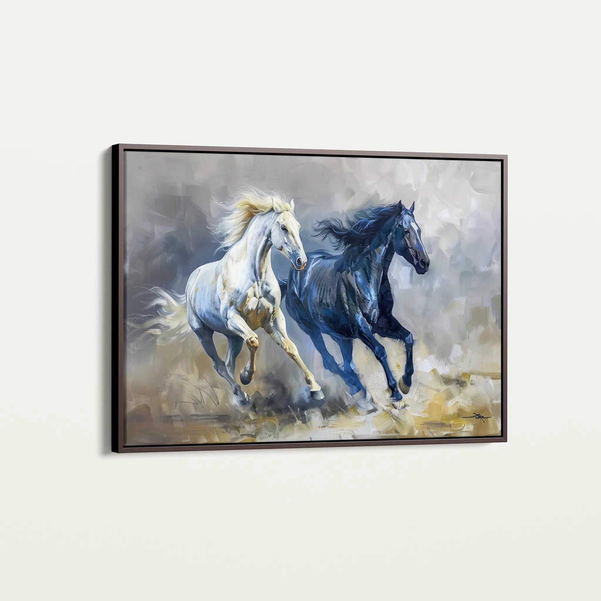 Horses 252 Canvas Art 18" x 24" / 45 x 60 cm / Black