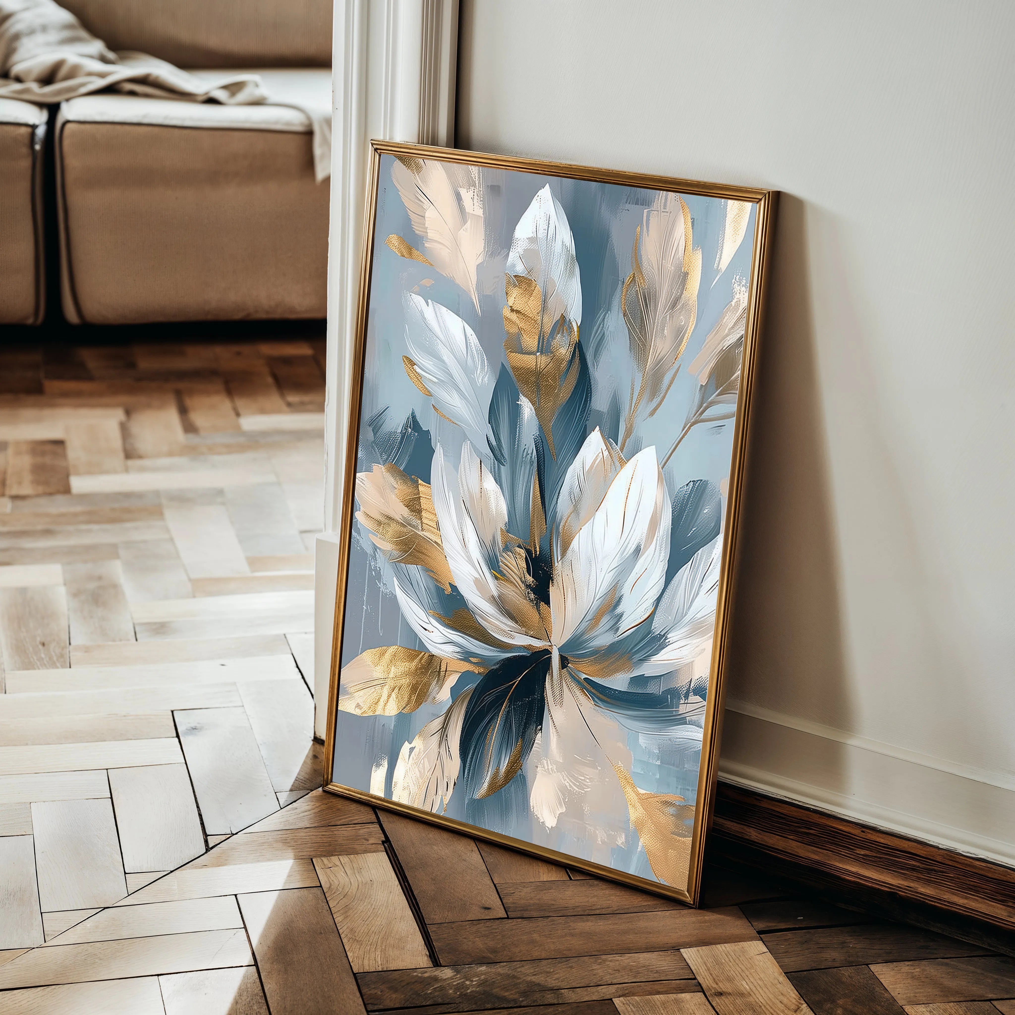 Floral 253 Canvas Art 18" x 24" / 45 x 60 cm / Black