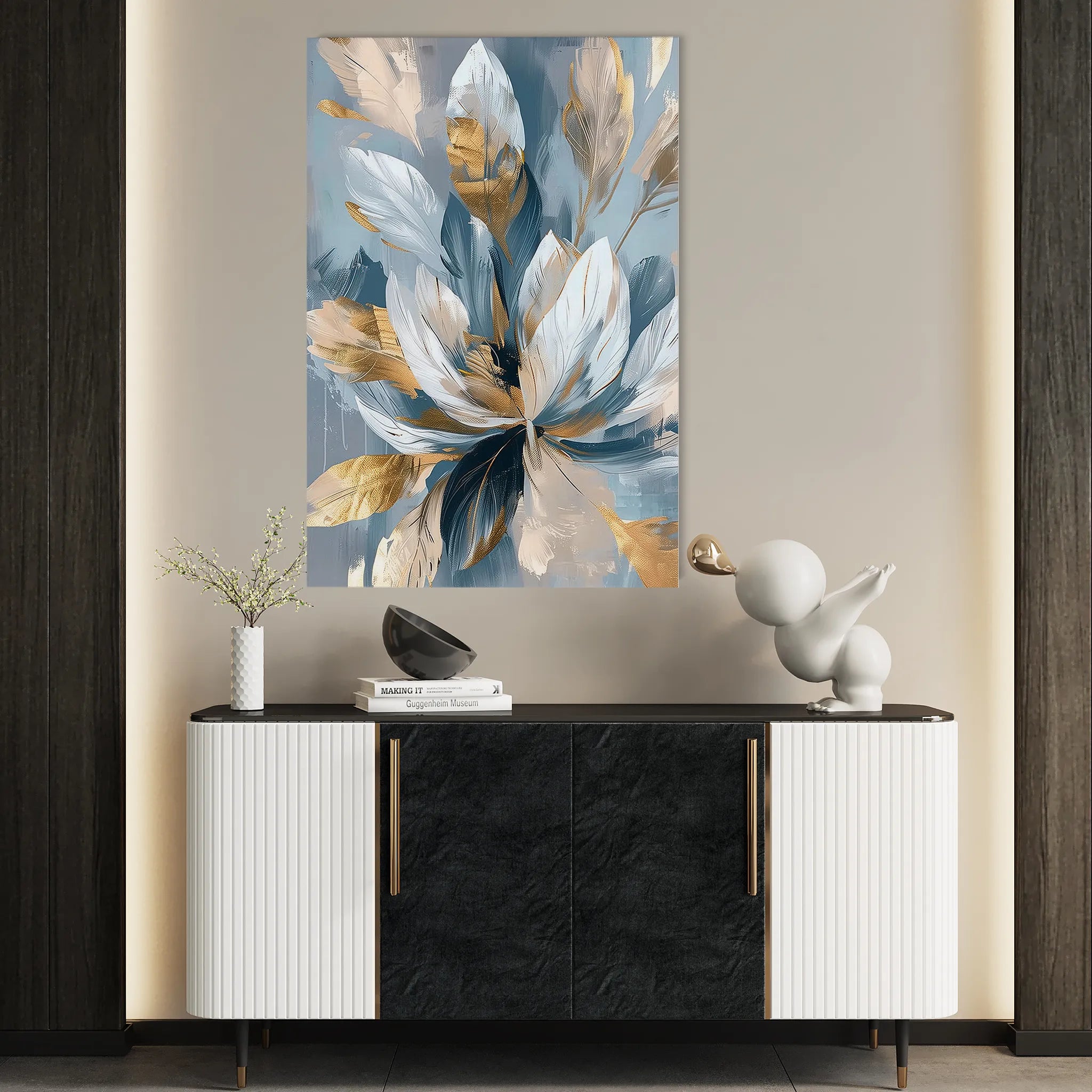 Floral 253 Canvas Art 18" x 24" / 45 x 60 cm / Black