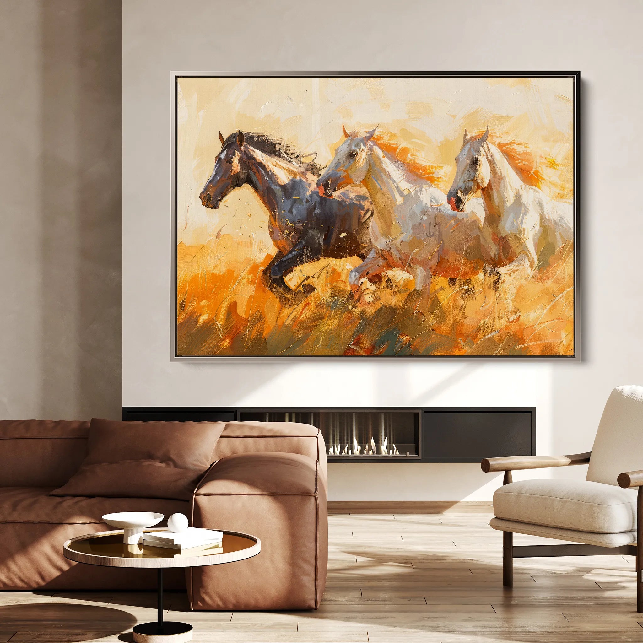 Horses 253 Canvas Art 18" x 24" / 45 x 60 cm / Black