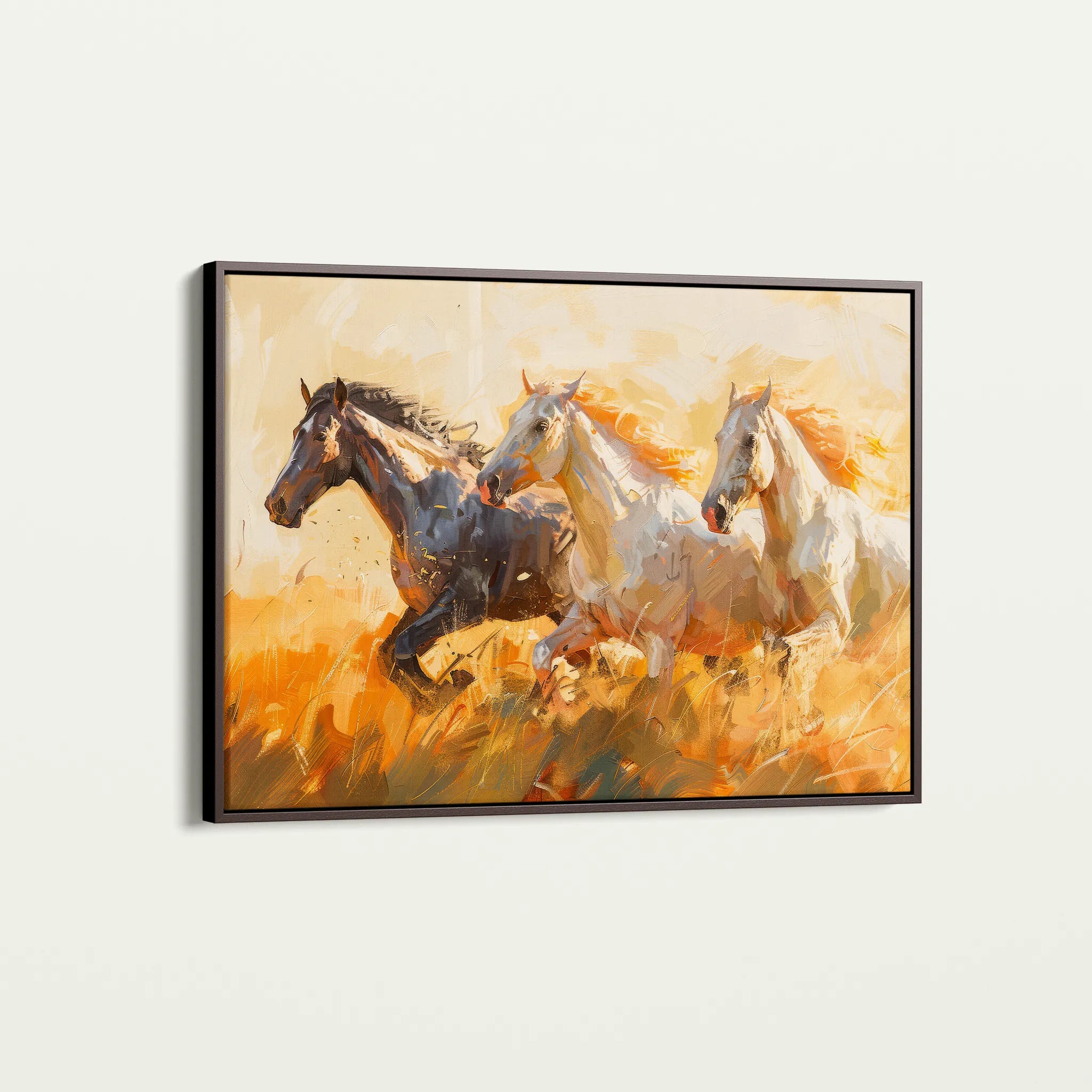 Horses 253 Canvas Art 18" x 24" / 45 x 60 cm / Black