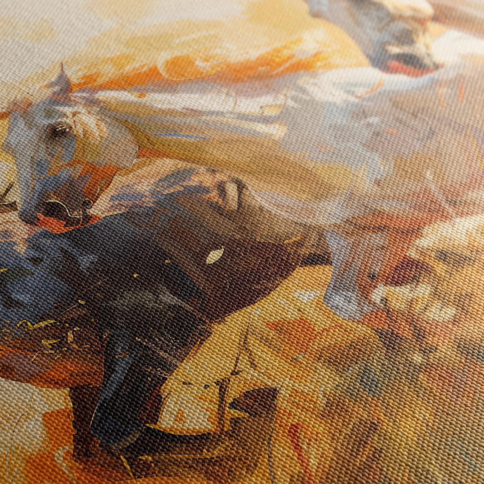 Horses 253 Canvas Art 18" x 24" / 45 x 60 cm / Black