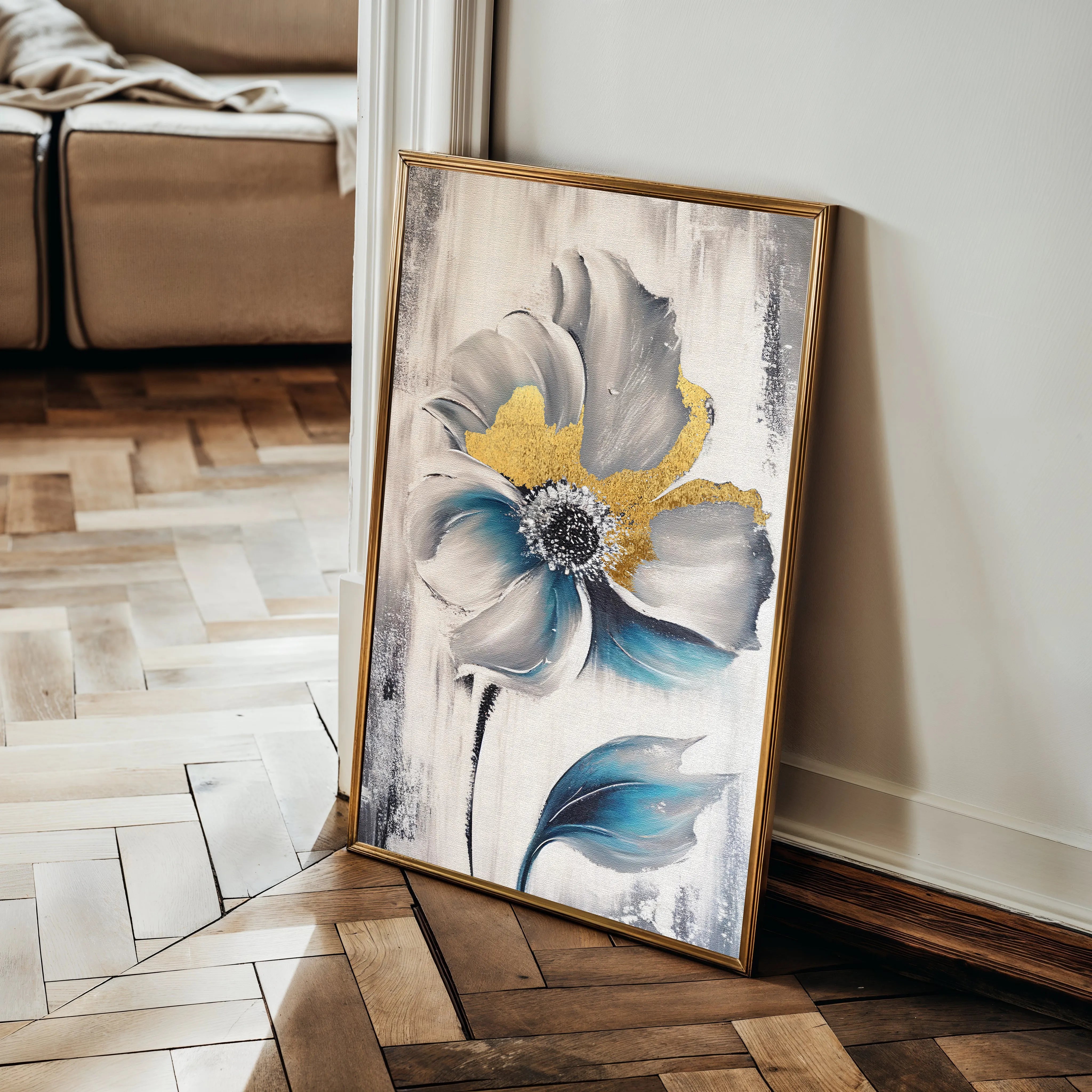 Floral 254 Canvas Art 18" x 24" / 45 x 60 cm / Black