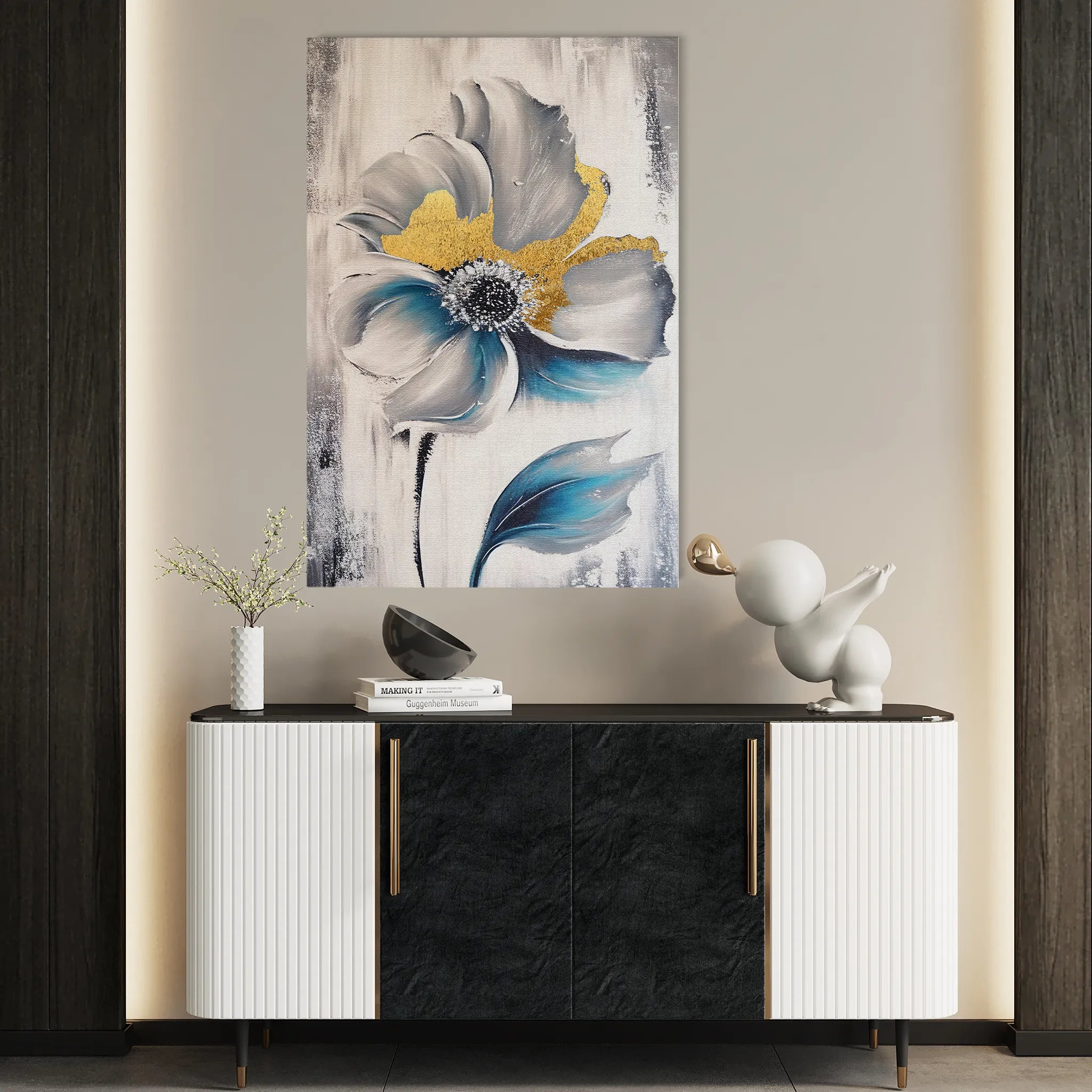 Floral 254 Canvas Art 18" x 24" / 45 x 60 cm / Black